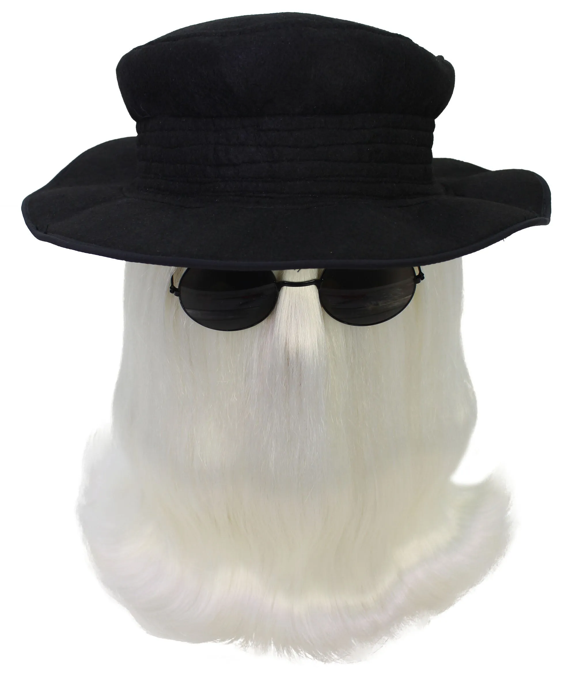 HPO |  Cousin Creature Wig | Shoulder Length Wig with Hat and Glasses, Halloween Wig (Multiple Color Option)