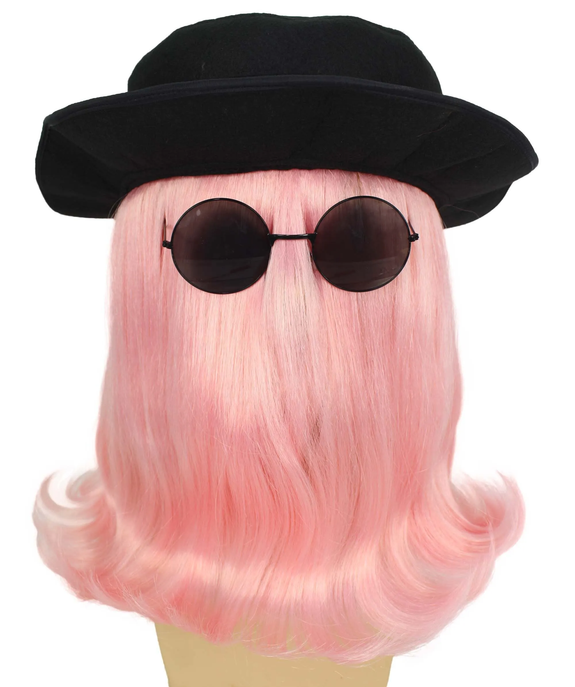 HPO |  Cousin Creature Wig | Shoulder Length Wig with Hat and Glasses, Halloween Wig (Multiple Color Option)