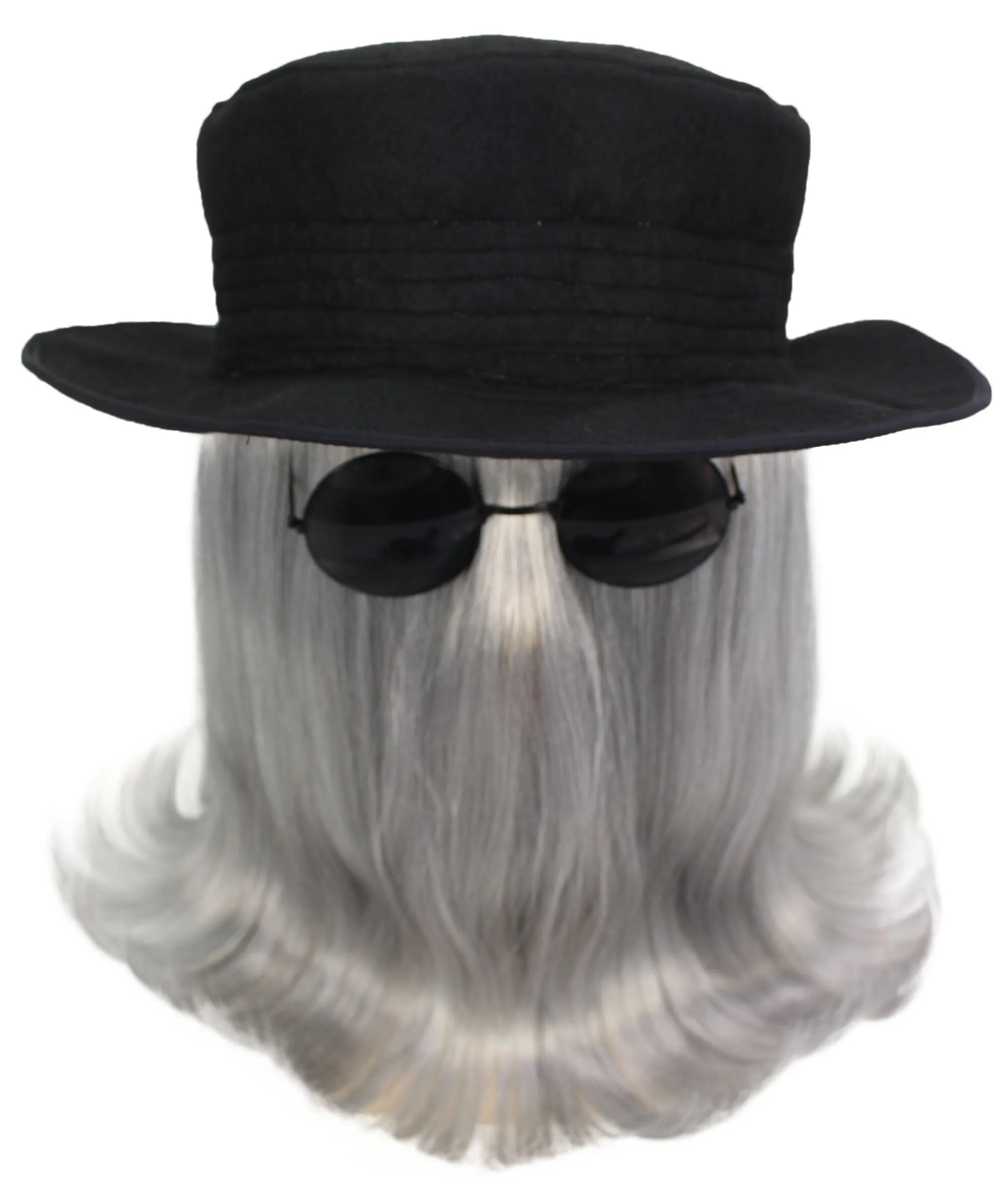 HPO |  Cousin Creature Wig | Shoulder Length Wig with Hat and Glasses, Halloween Wig (Multiple Color Option)