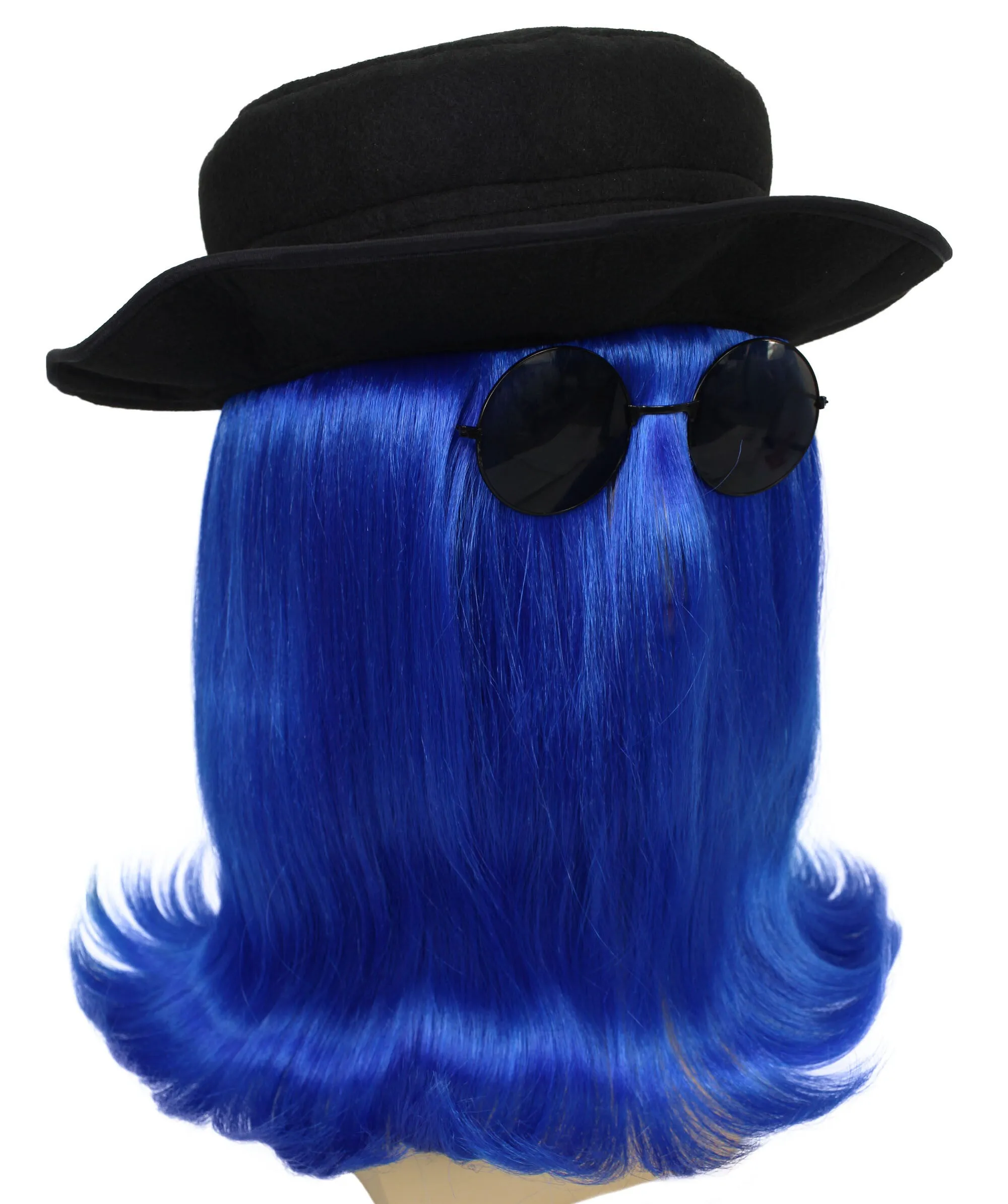 HPO |  Cousin Creature Wig | Shoulder Length Wig with Hat and Glasses, Halloween Wig (Multiple Color Option)