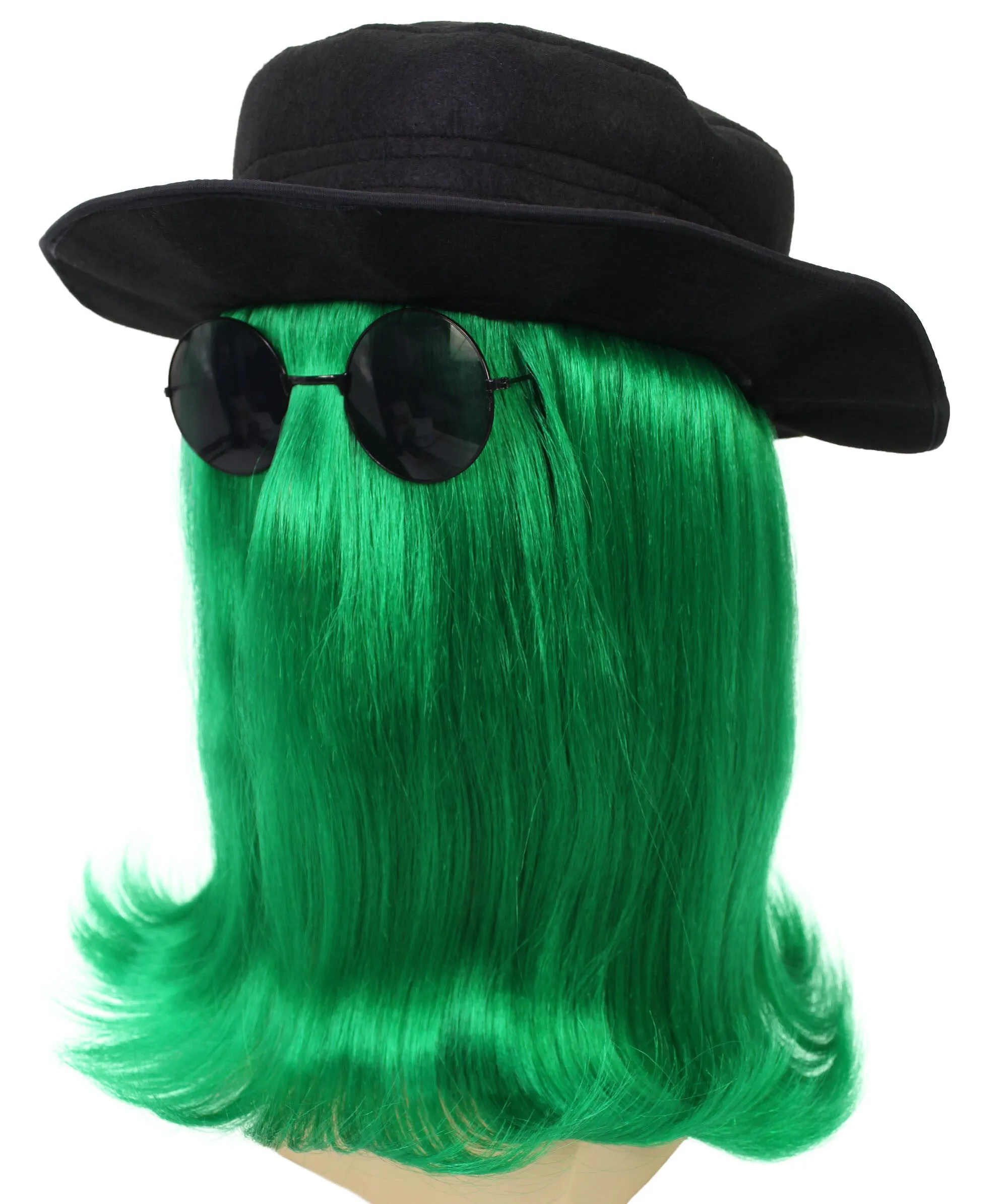 HPO |  Cousin Creature Wig | Shoulder Length Wig with Hat and Glasses, Halloween Wig (Multiple Color Option)