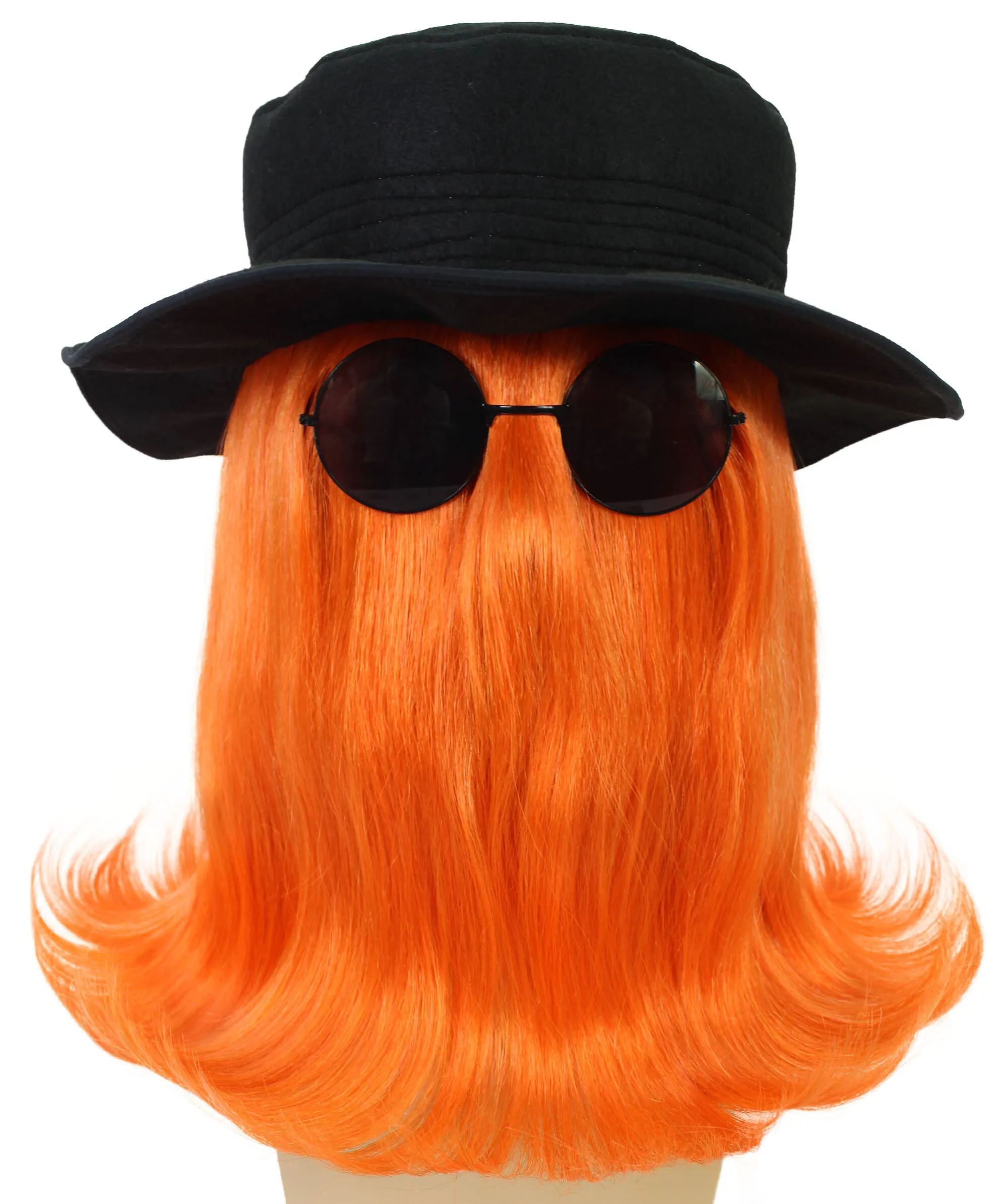 HPO |  Cousin Creature Wig | Shoulder Length Wig with Hat and Glasses, Halloween Wig (Multiple Color Option)