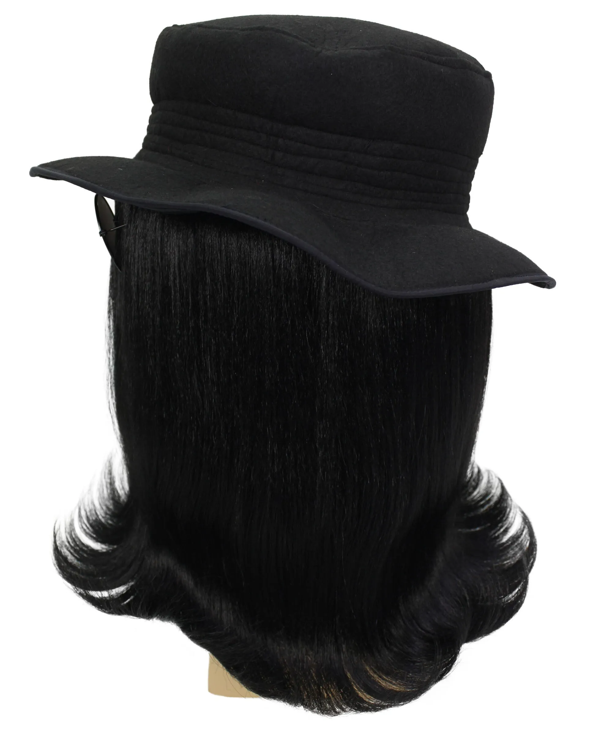 HPO |  Cousin Creature Wig | Shoulder Length Wig with Hat and Glasses, Halloween Wig (Multiple Color Option)