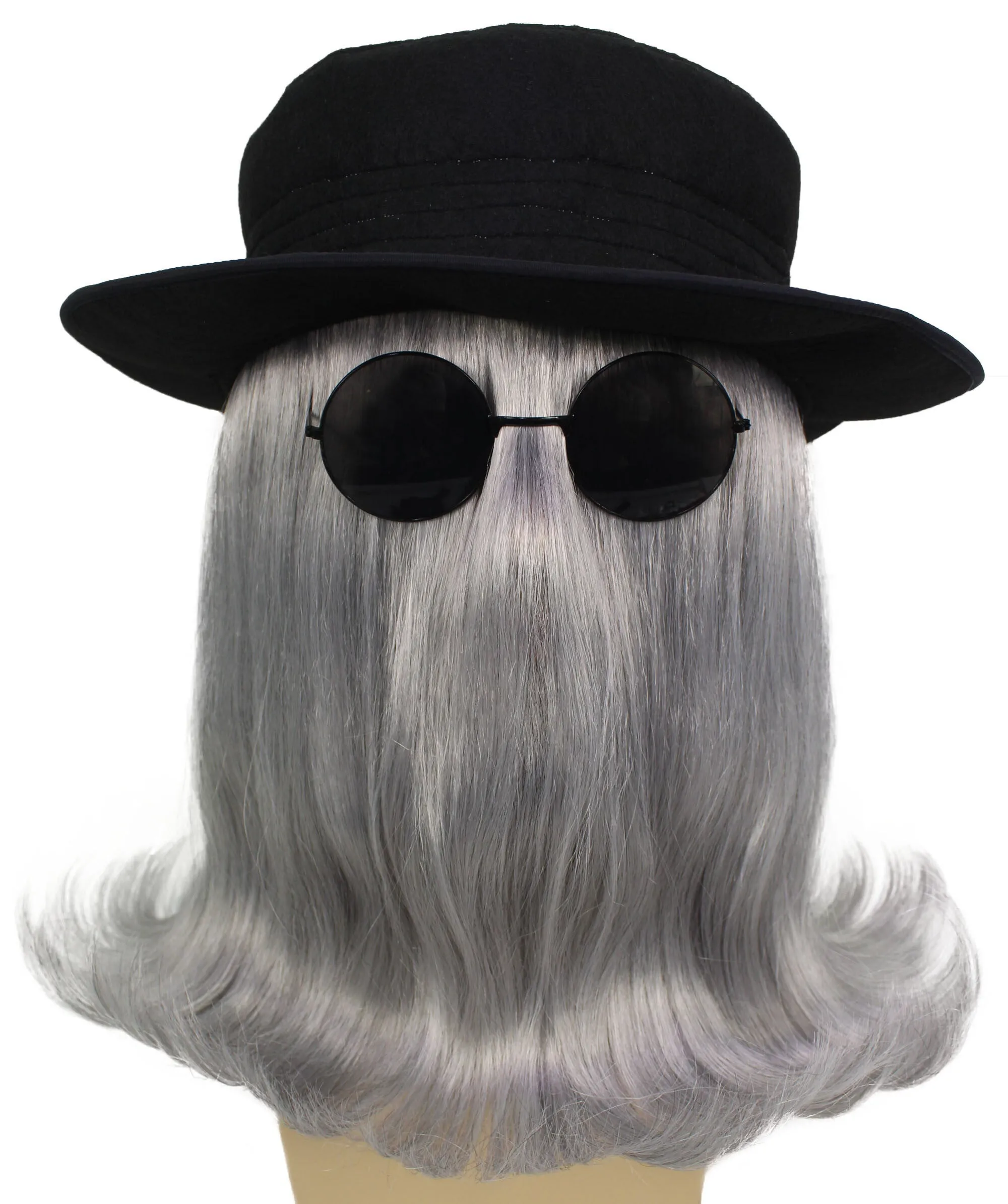 HPO |  Cousin Creature Wig | Shoulder Length Wig with Hat and Glasses, Halloween Wig (Multiple Color Option)