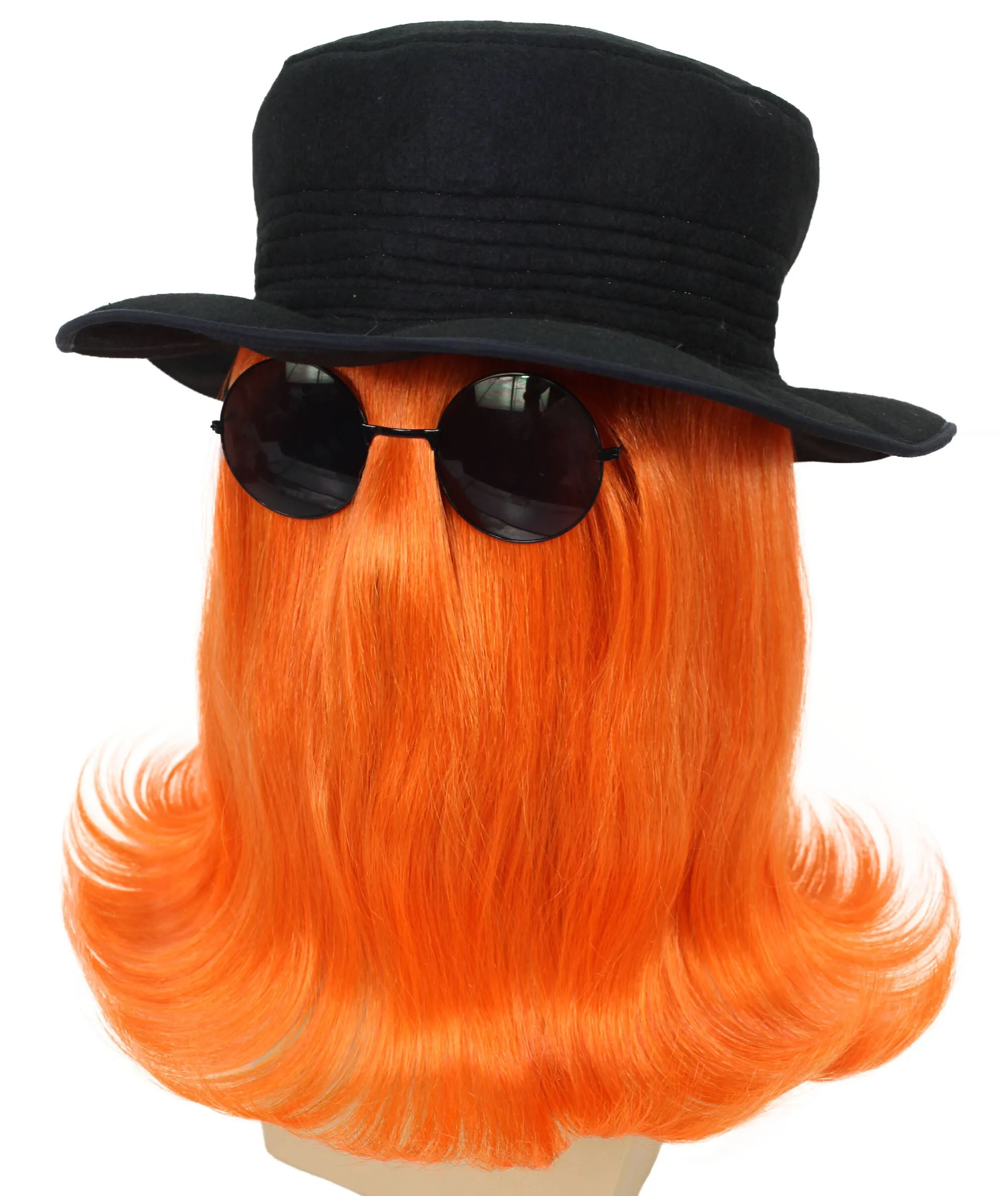 HPO |  Cousin Creature Wig | Shoulder Length Wig with Hat and Glasses, Halloween Wig (Multiple Color Option)