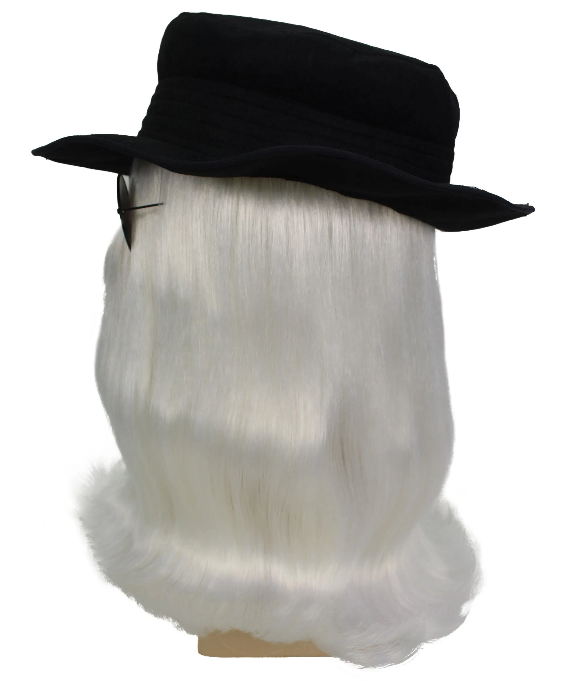 HPO |  Cousin Creature Wig | Shoulder Length Wig with Hat and Glasses, Halloween Wig (Multiple Color Option)