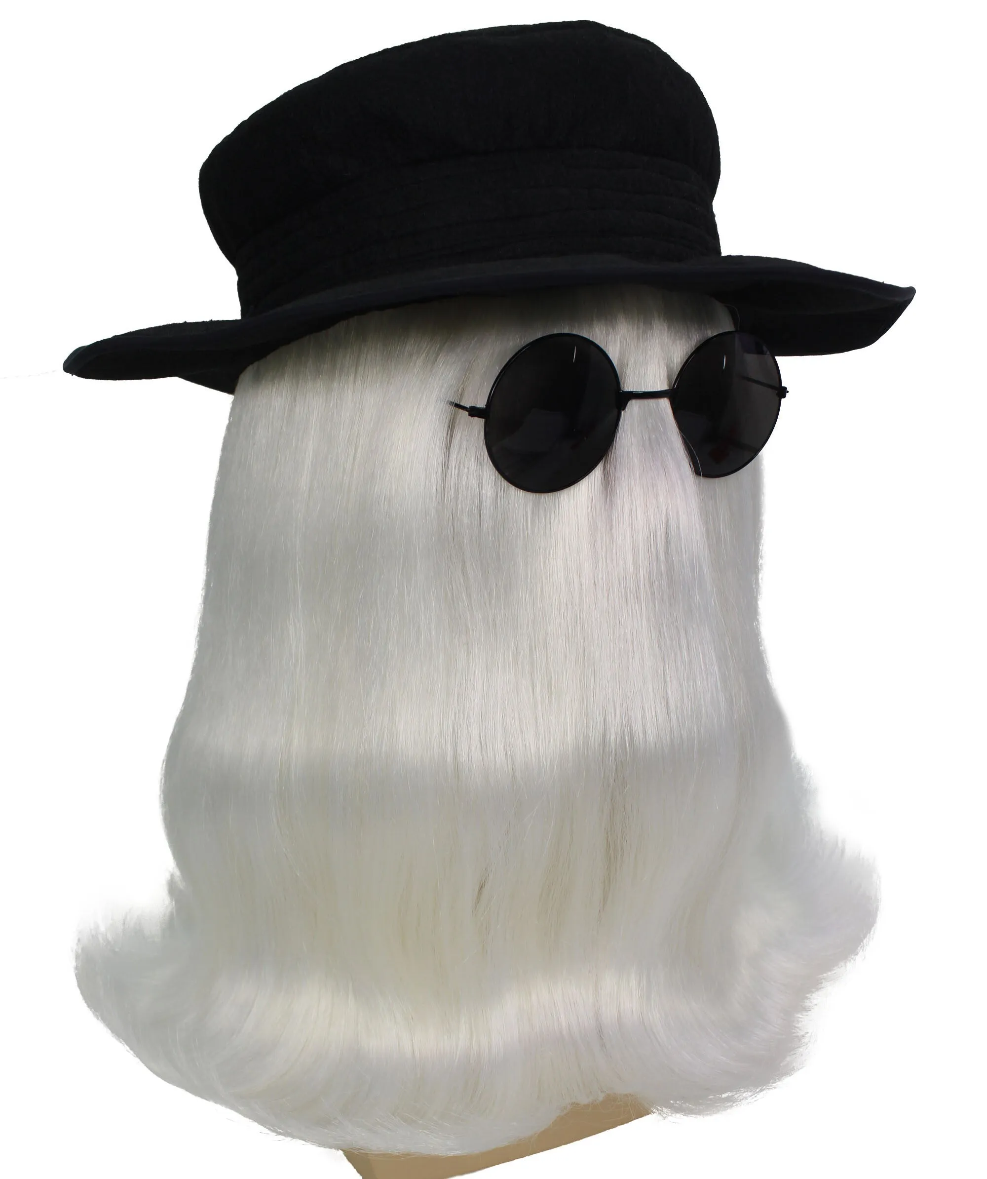 HPO |  Cousin Creature Wig | Shoulder Length Wig with Hat and Glasses, Halloween Wig (Multiple Color Option)