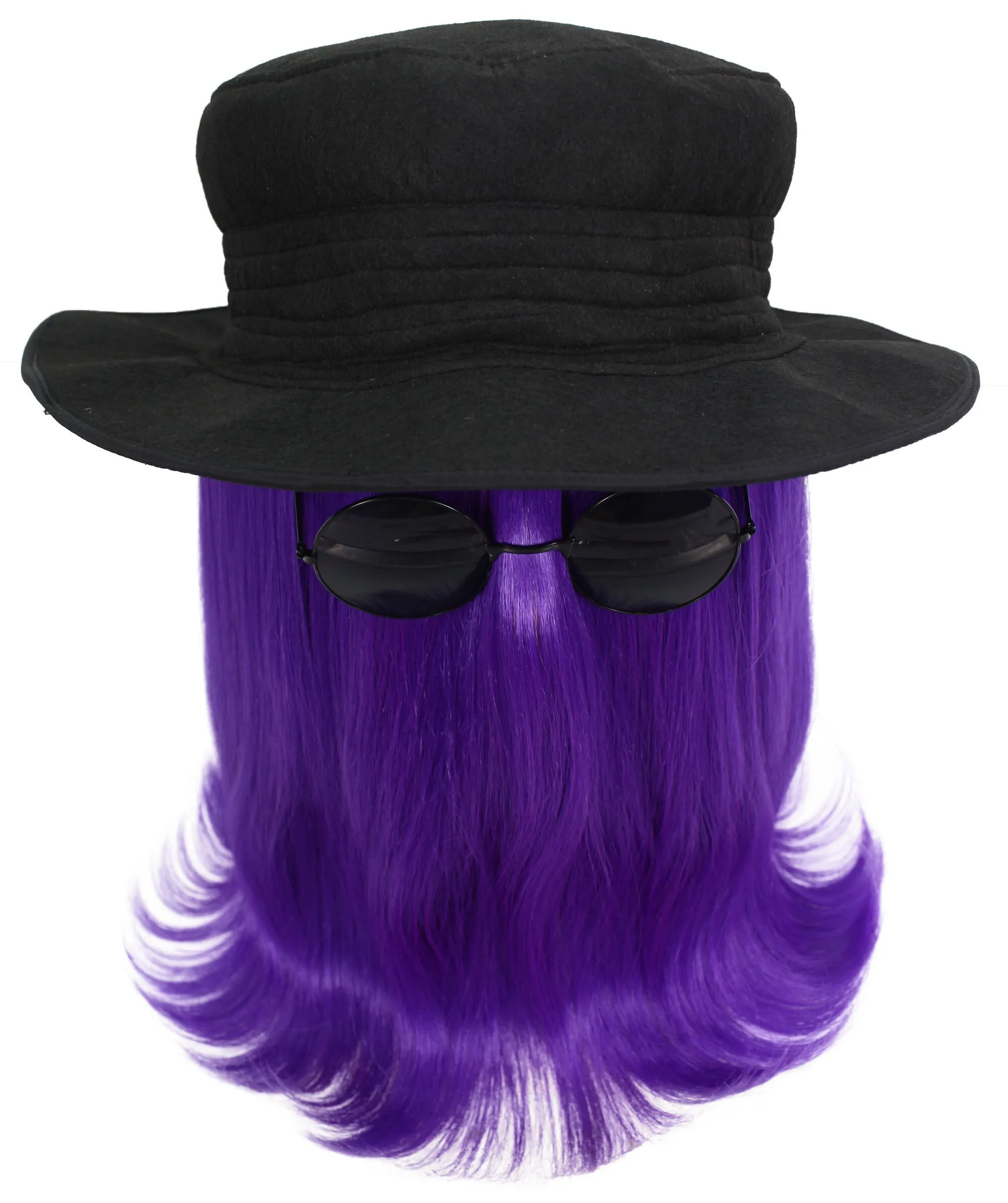 HPO |  Cousin Creature Wig | Shoulder Length Wig with Hat and Glasses, Halloween Wig (Multiple Color Option)