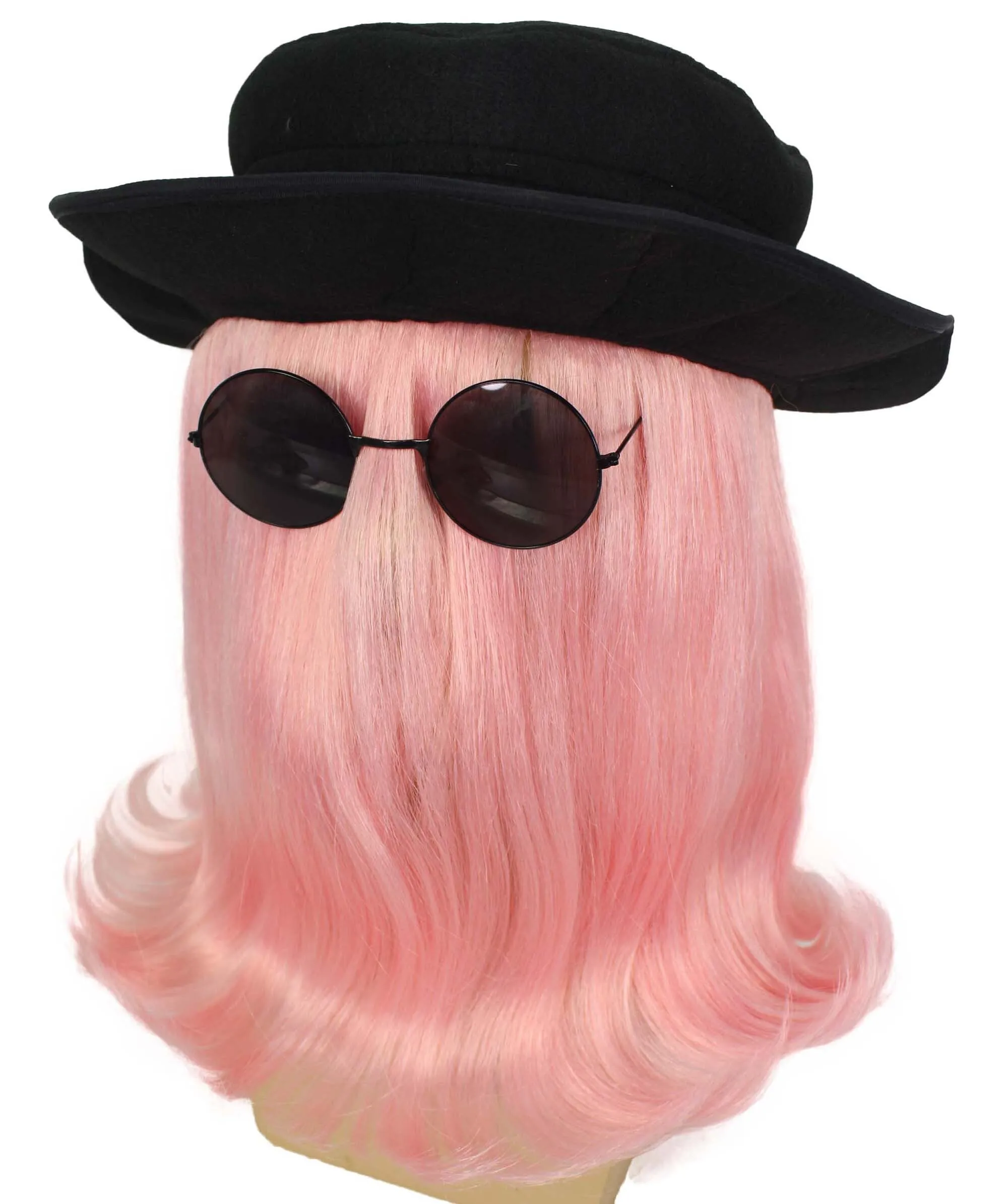 HPO |  Cousin Creature Wig | Shoulder Length Wig with Hat and Glasses, Halloween Wig (Multiple Color Option)