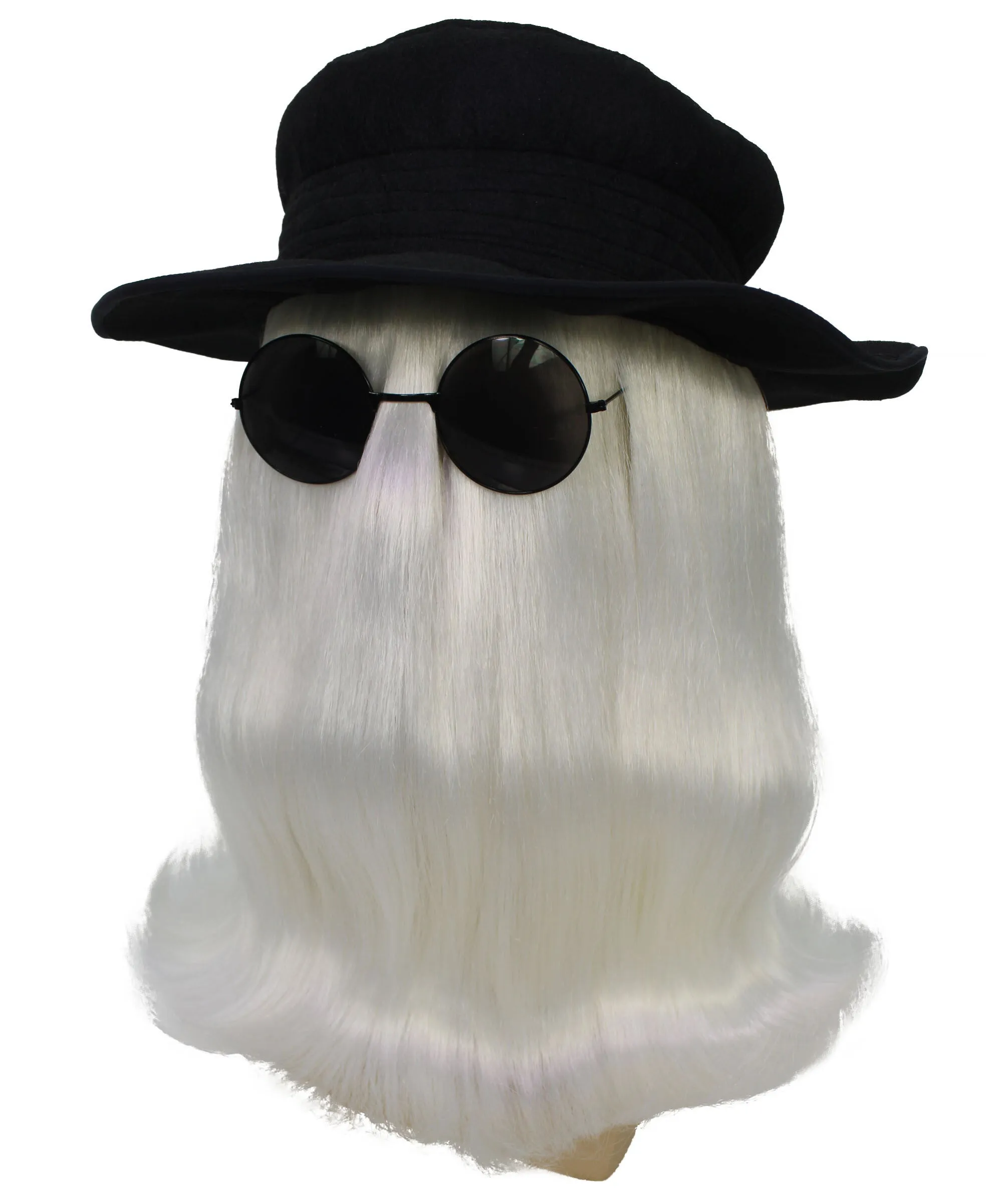 HPO |  Cousin Creature Wig | Shoulder Length Wig with Hat and Glasses, Halloween Wig (Multiple Color Option)