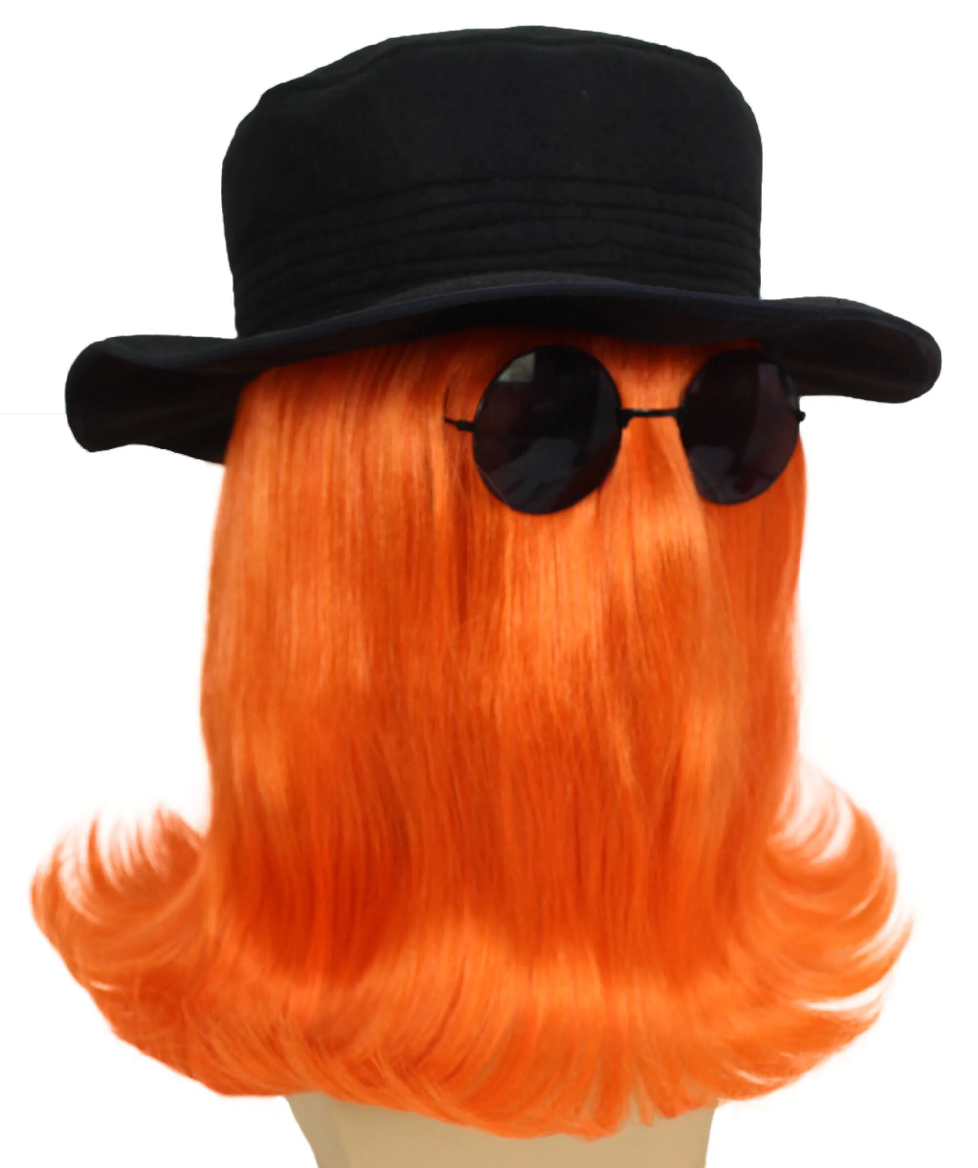 HPO |  Cousin Creature Wig | Shoulder Length Wig with Hat and Glasses, Halloween Wig (Multiple Color Option)