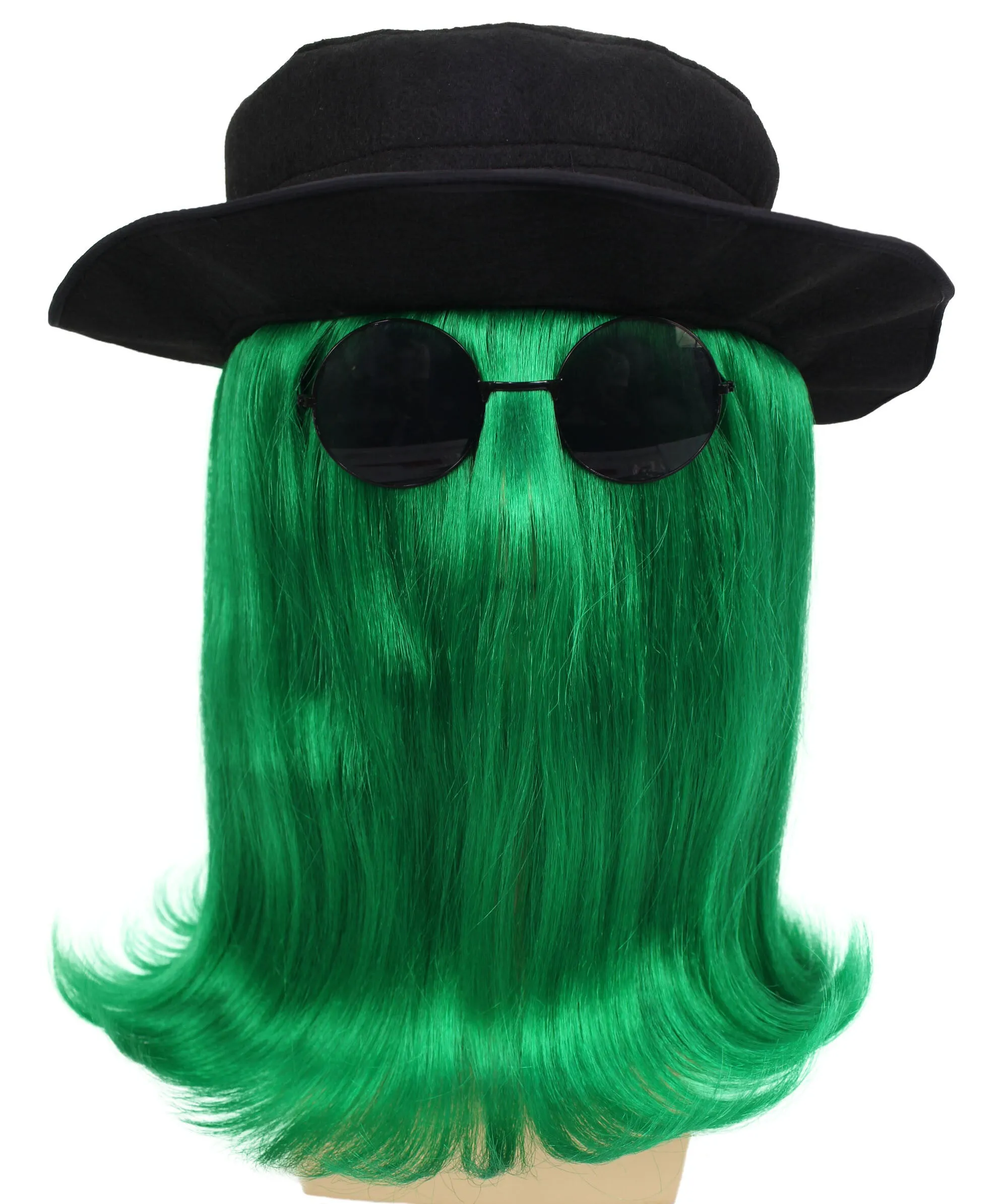 HPO |  Cousin Creature Wig | Shoulder Length Wig with Hat and Glasses, Halloween Wig (Multiple Color Option)
