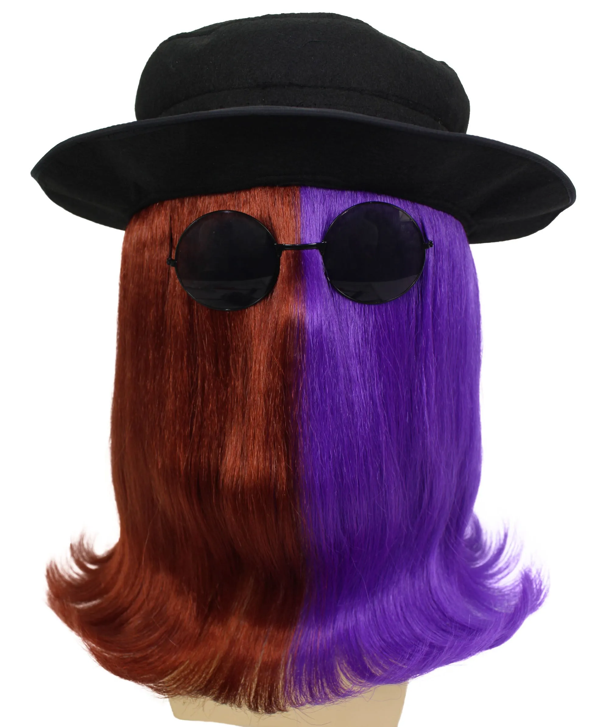 HPO |  Cousin Creature Wig | Shoulder Length Wig with Hat and Glasses, Halloween Wig (Multiple Color Option)