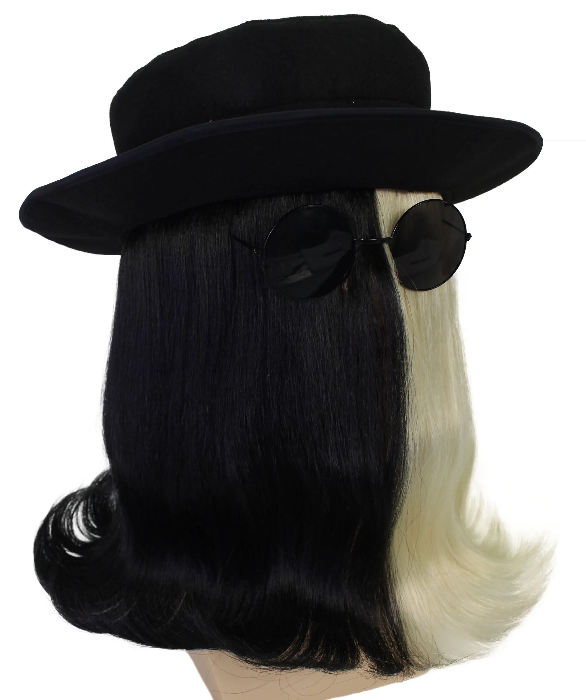 HPO |  Cousin Creature Wig | Shoulder Length Wig with Hat and Glasses, Halloween Wig (Multiple Color Option)