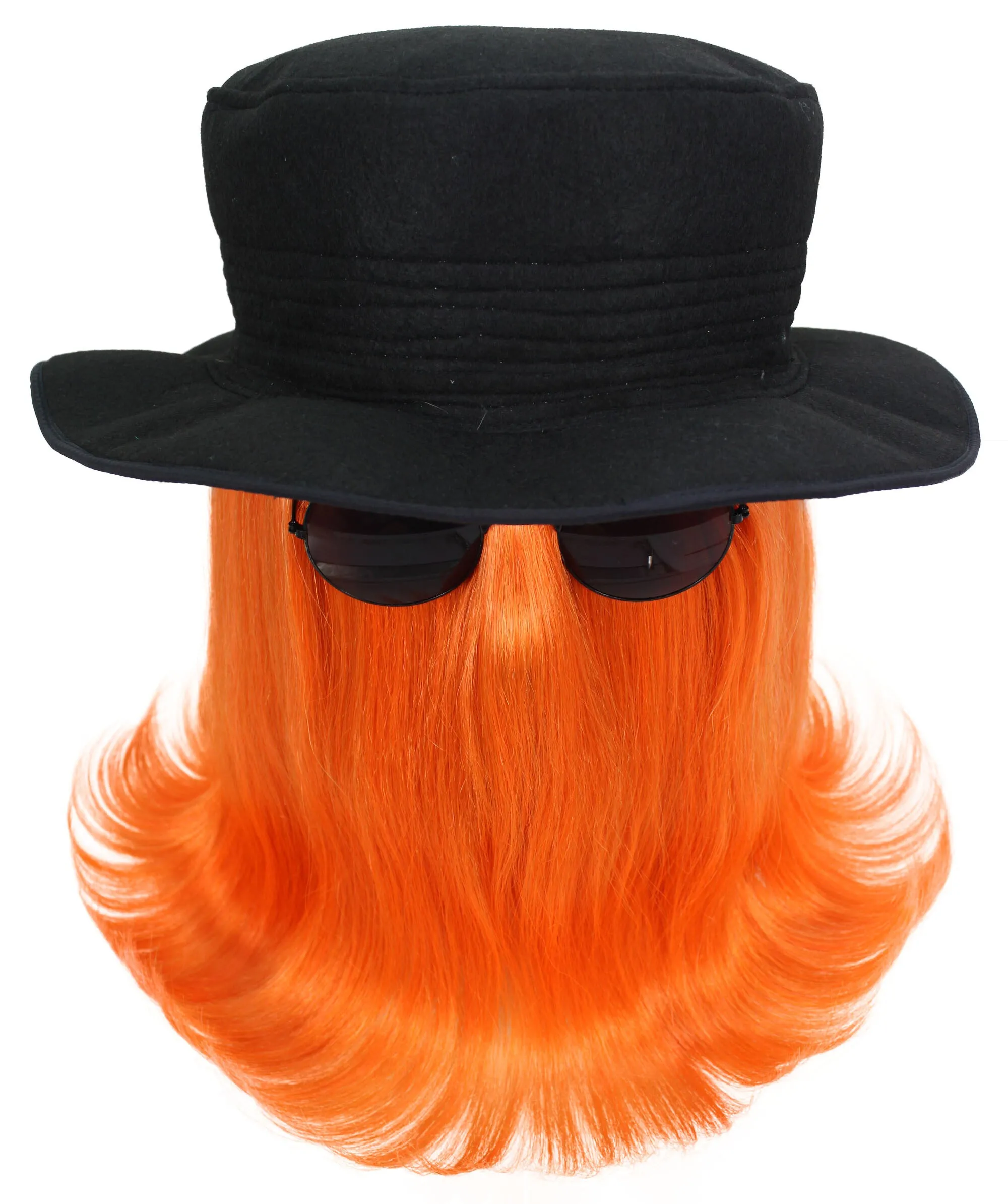 HPO |  Cousin Creature Wig | Shoulder Length Wig with Hat and Glasses, Halloween Wig (Multiple Color Option)