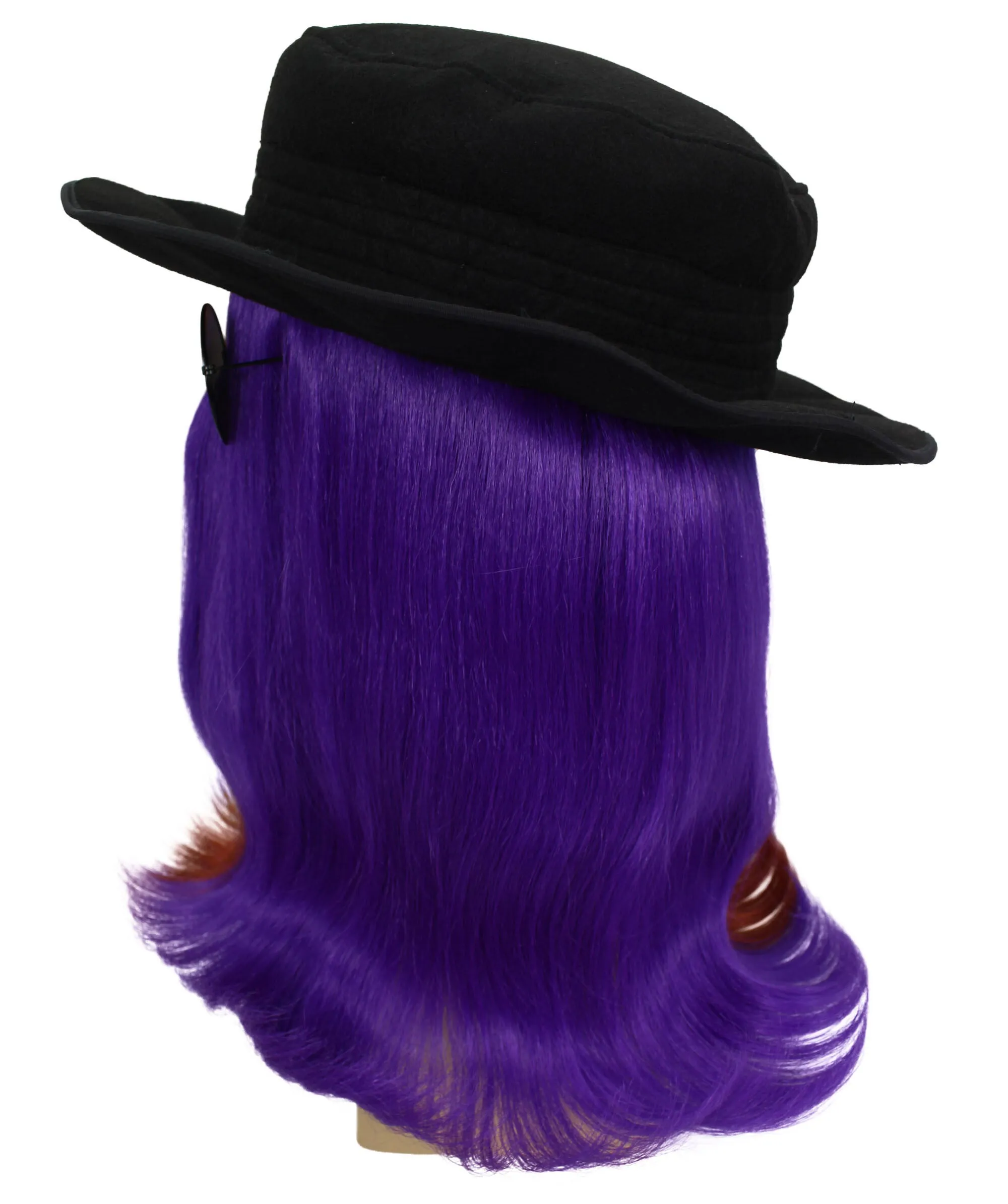 HPO |  Cousin Creature Wig | Shoulder Length Wig with Hat and Glasses, Halloween Wig (Multiple Color Option)