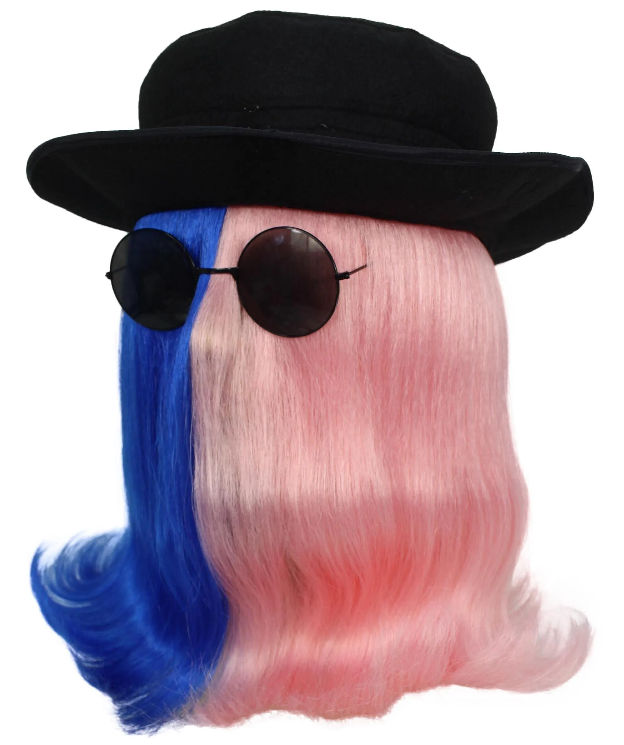 HPO |  Cousin Creature Wig | Shoulder Length Wig with Hat and Glasses, Halloween Wig (Multiple Color Option)