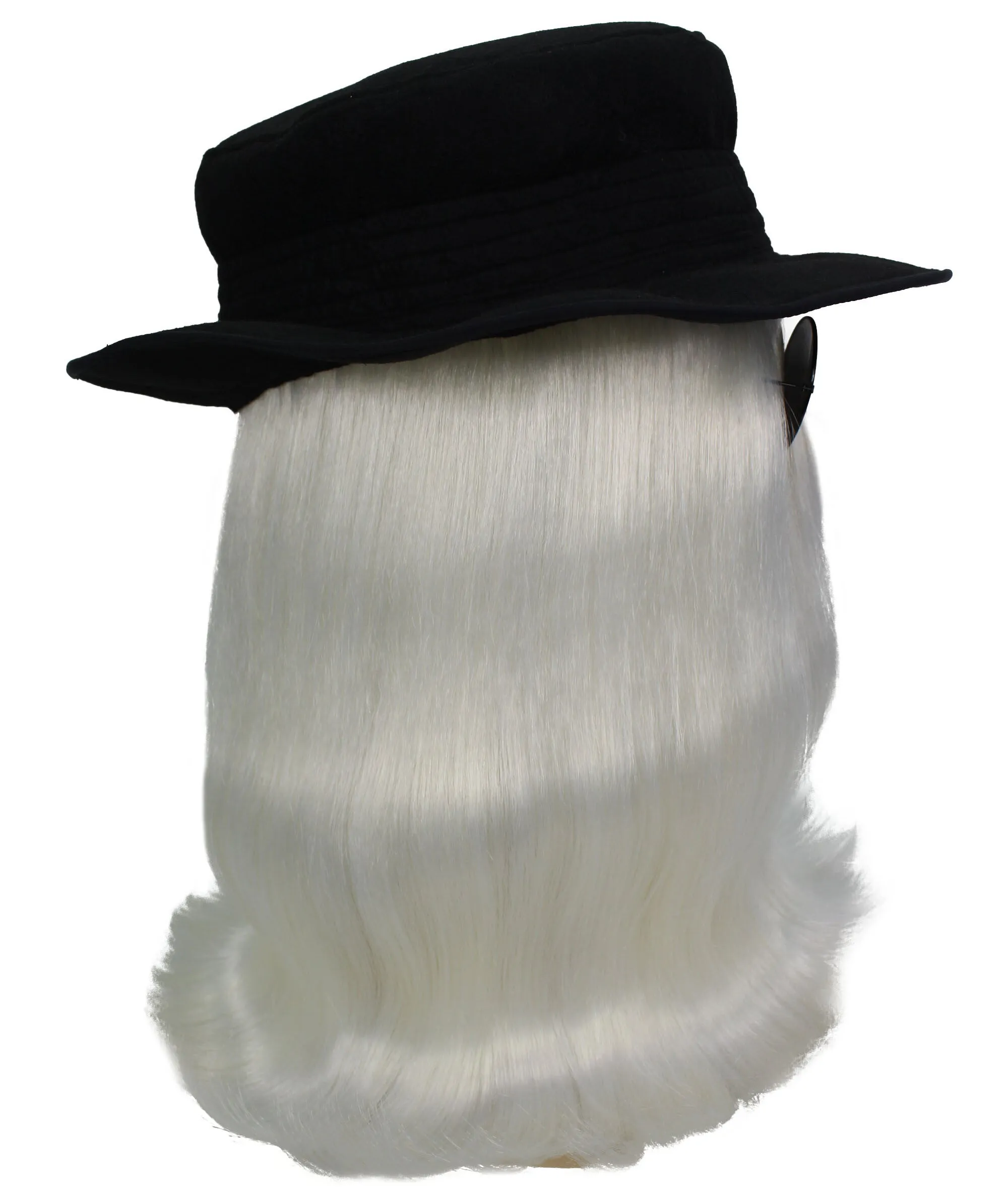 HPO |  Cousin Creature Wig | Shoulder Length Wig with Hat and Glasses, Halloween Wig (Multiple Color Option)