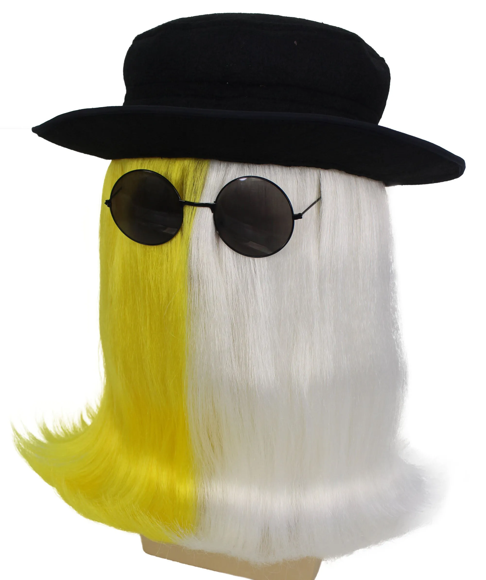HPO |  Cousin Creature Wig | Shoulder Length Wig with Hat and Glasses, Halloween Wig (Multiple Color Option)
