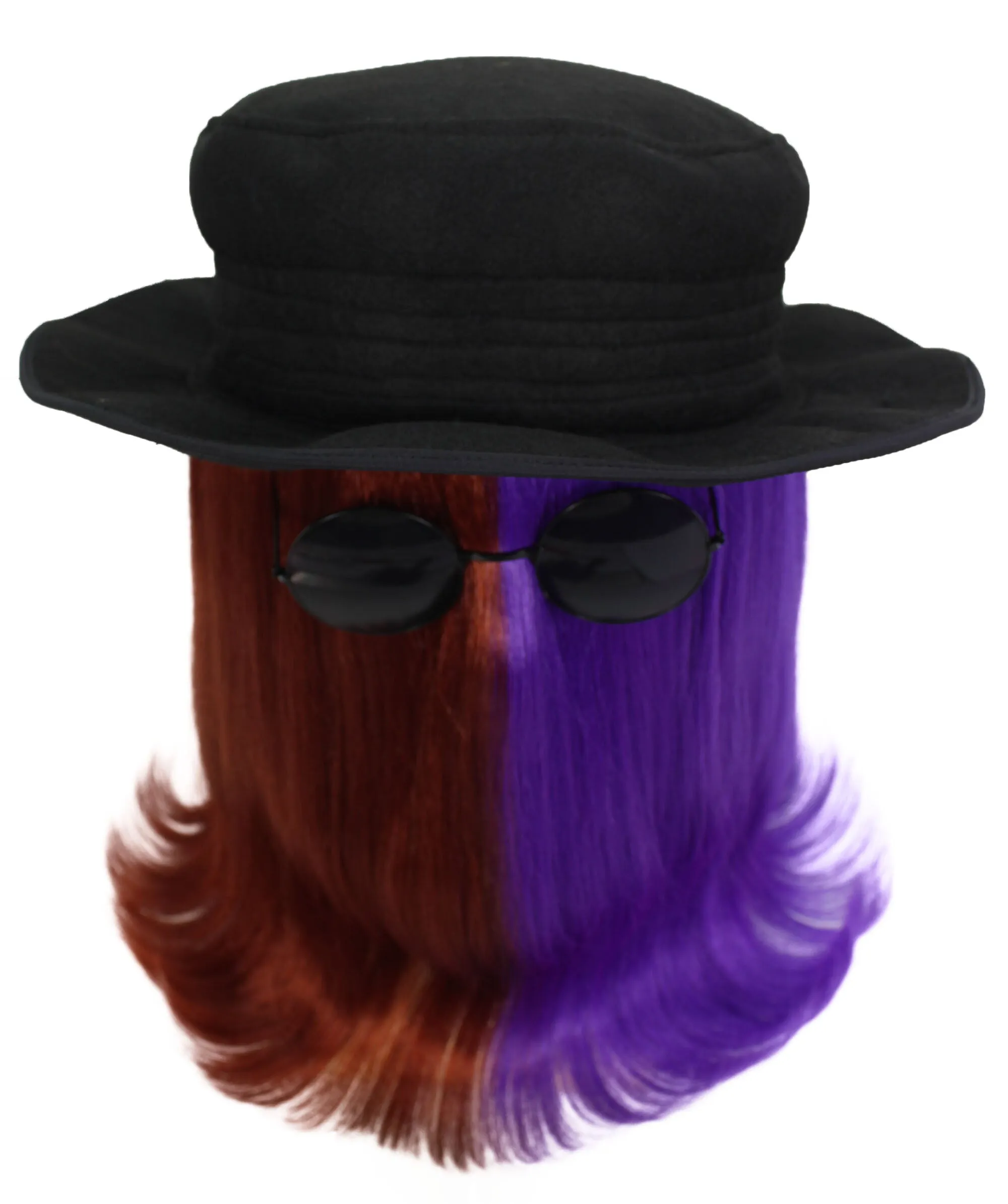 HPO |  Cousin Creature Wig | Shoulder Length Wig with Hat and Glasses, Halloween Wig (Multiple Color Option)