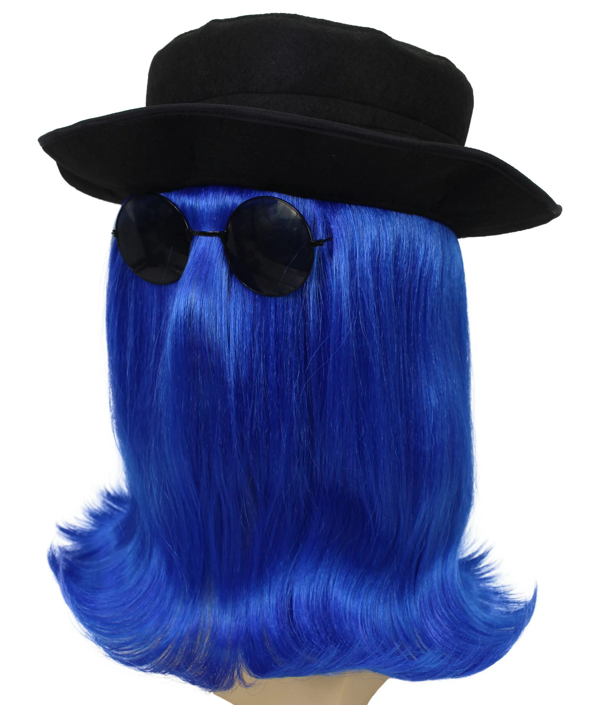 HPO |  Cousin Creature Wig | Shoulder Length Wig with Hat and Glasses, Halloween Wig (Multiple Color Option)