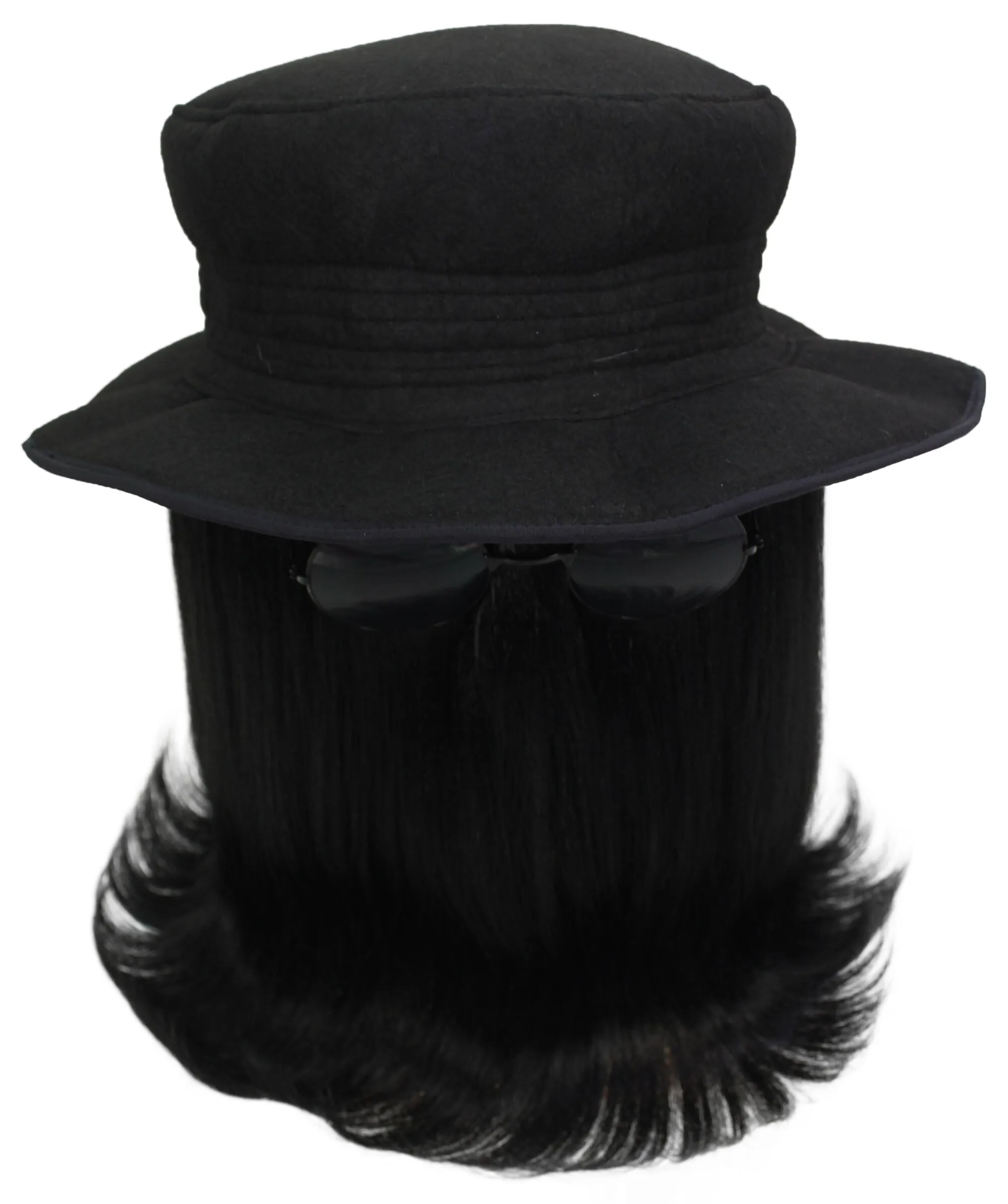 HPO |  Cousin Creature Wig | Shoulder Length Wig with Hat and Glasses, Halloween Wig (Multiple Color Option)