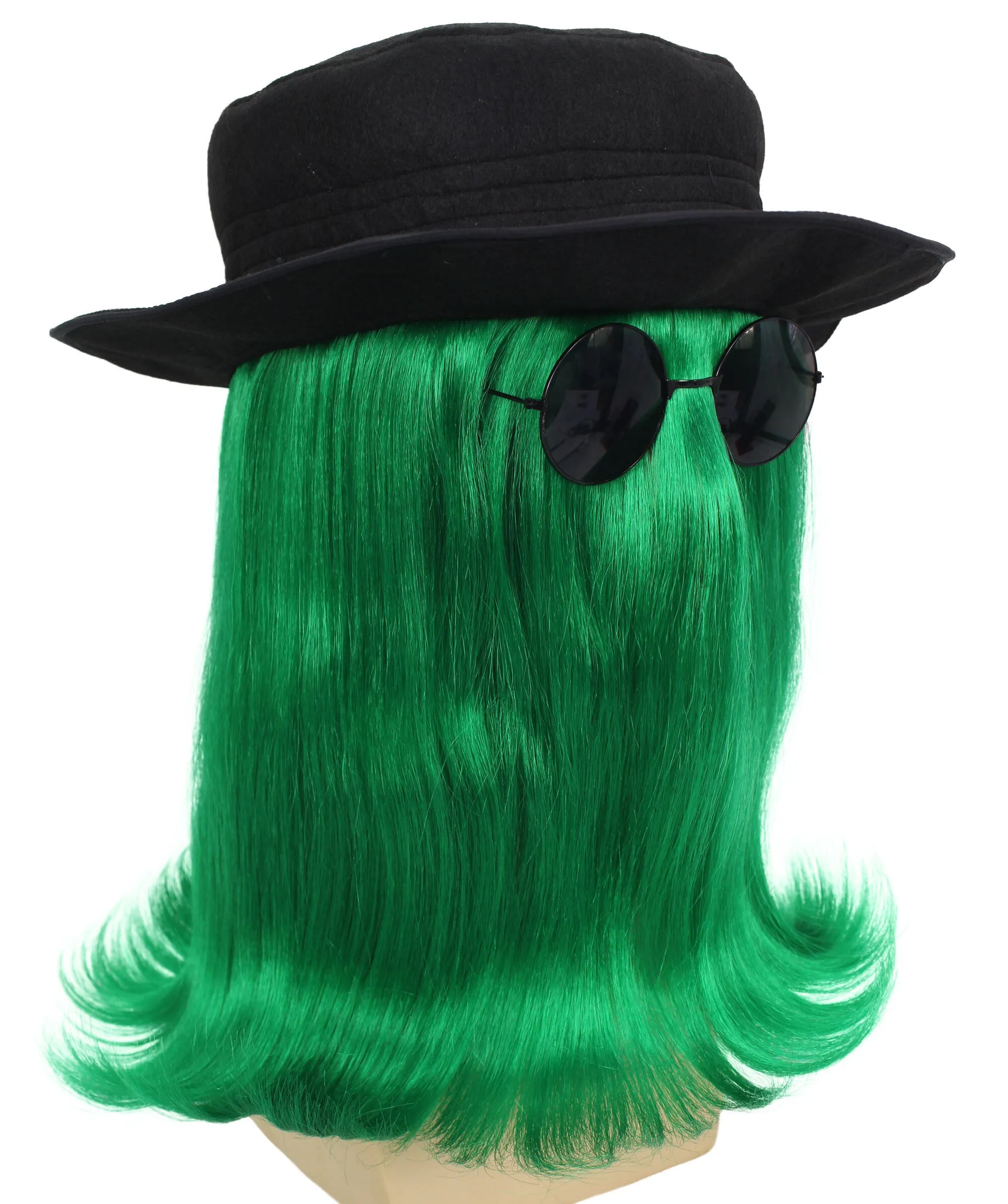 HPO |  Cousin Creature Wig | Shoulder Length Wig with Hat and Glasses, Halloween Wig (Multiple Color Option)