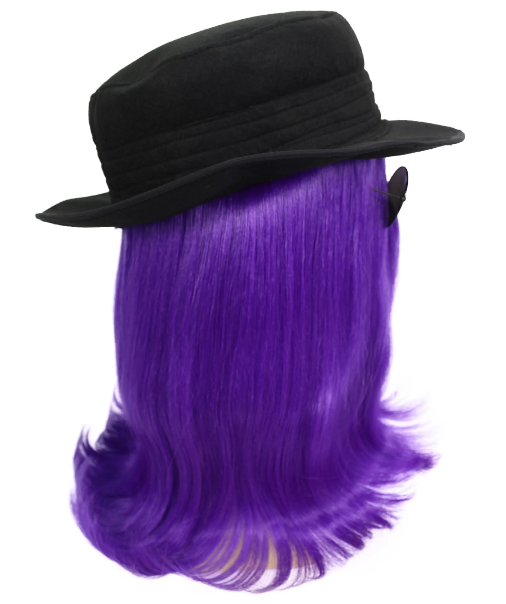 HPO |  Cousin Creature Wig | Shoulder Length Wig with Hat and Glasses, Halloween Wig (Multiple Color Option)