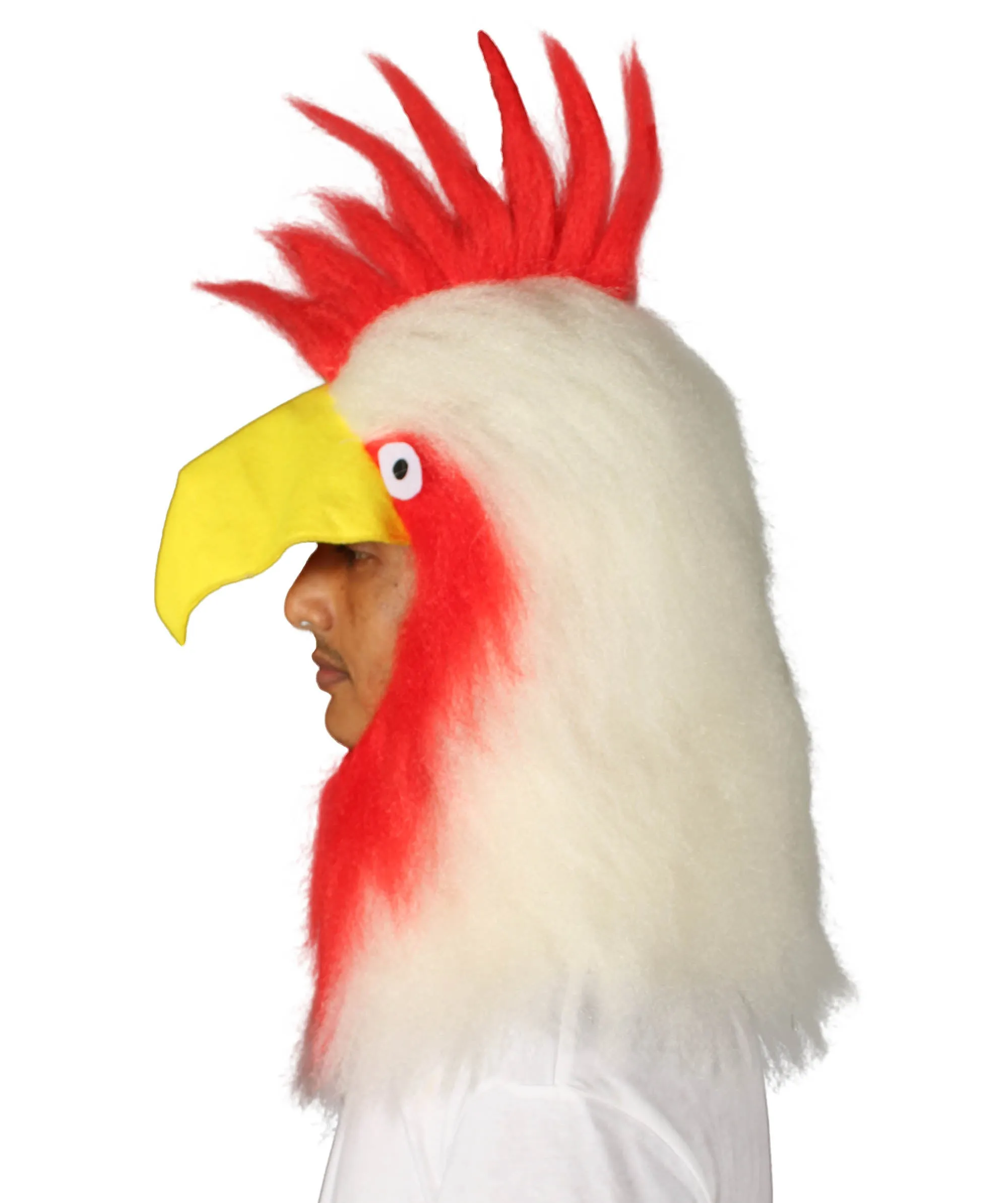HPO White Chicken Wig with Mask  - Long Synthetic Fibers