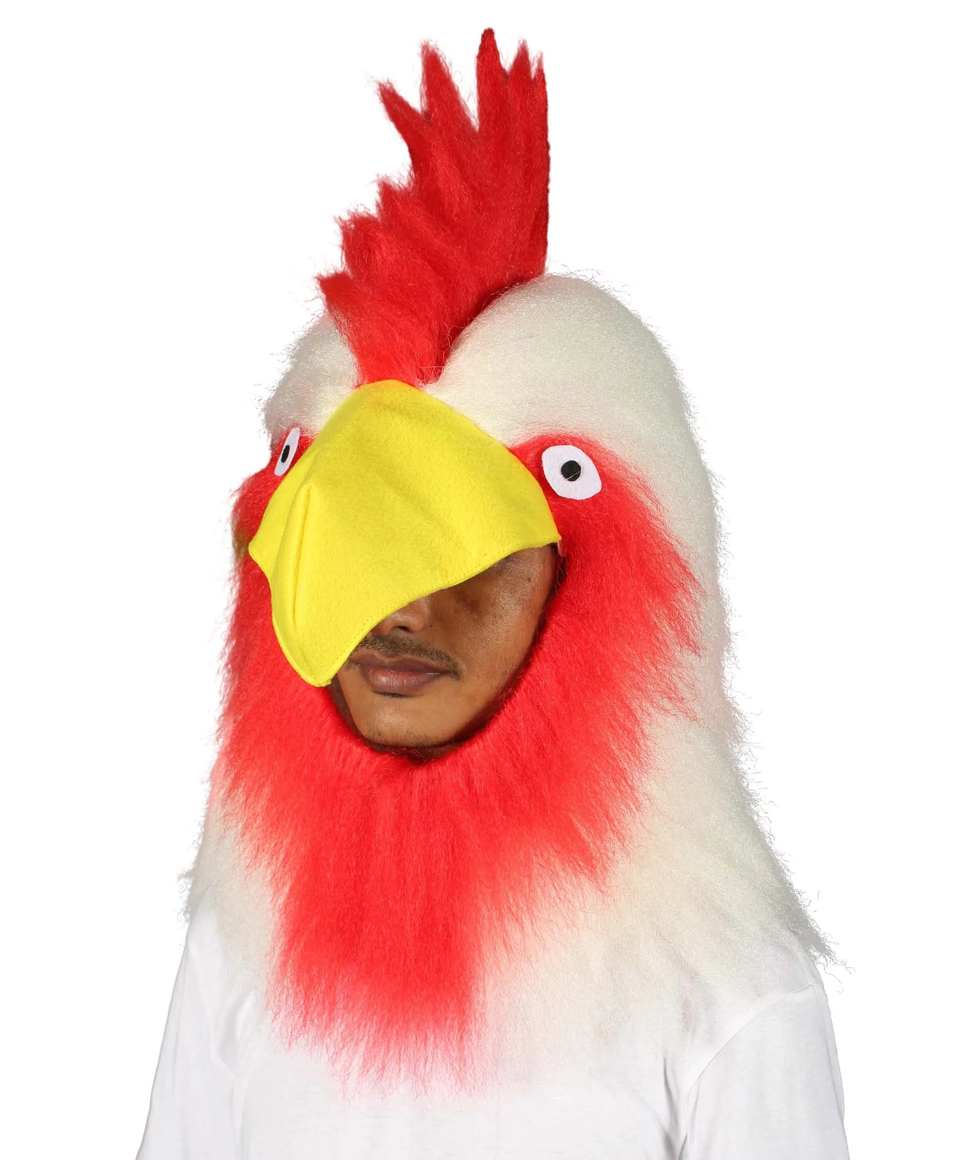 HPO White Chicken Wig with Mask  - Long Synthetic Fibers