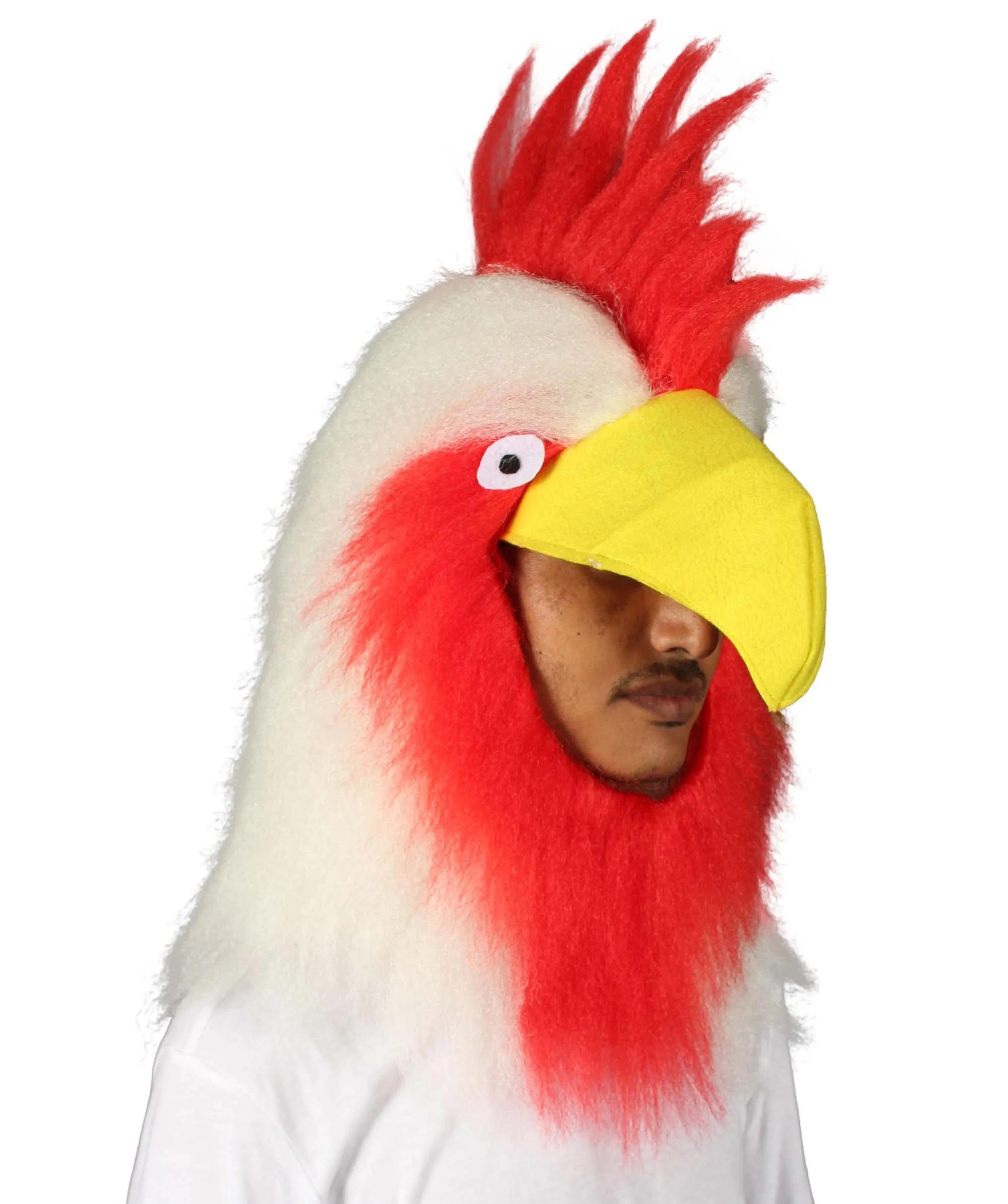 HPO White Chicken Wig with Mask  - Long Synthetic Fibers