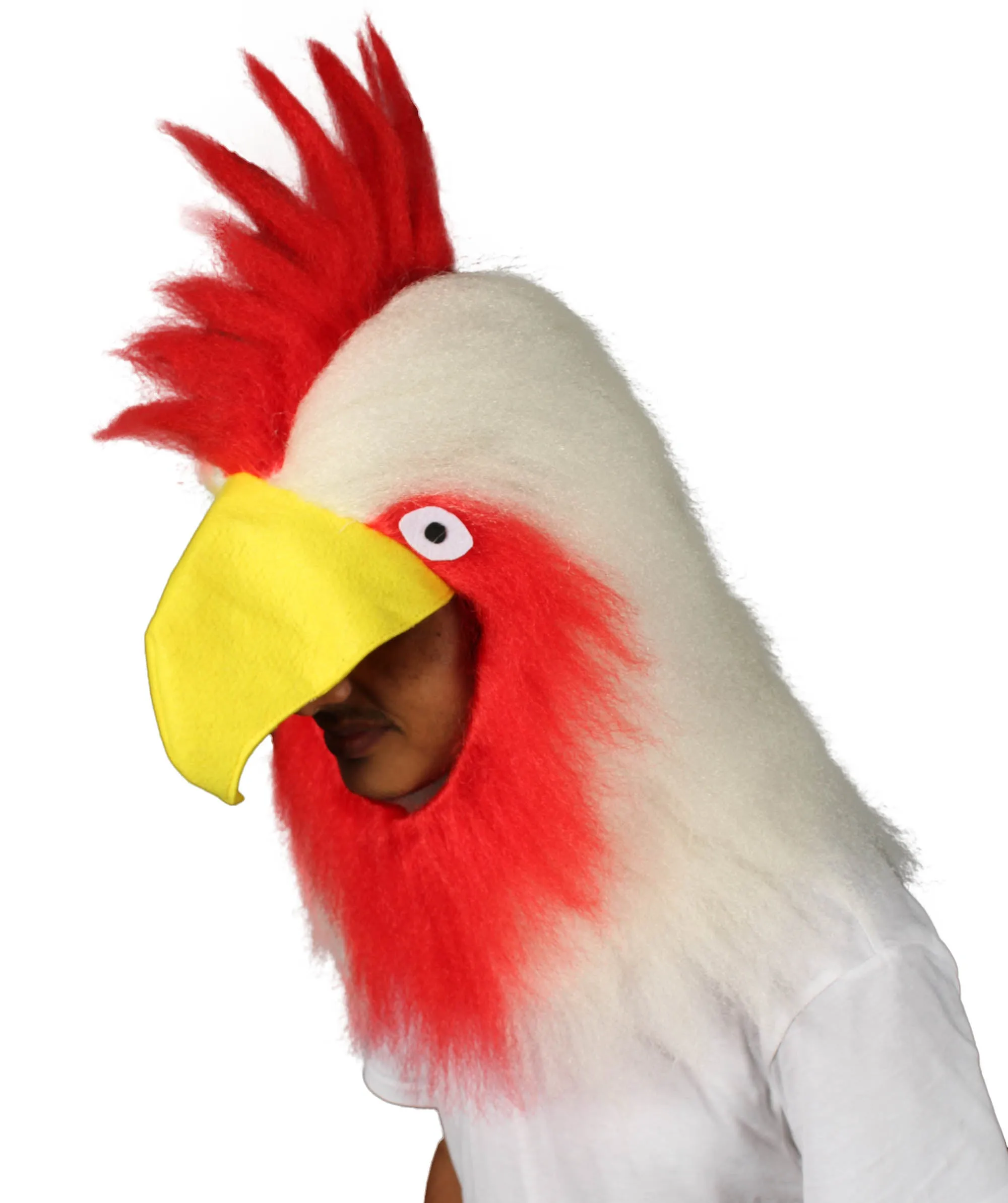 HPO White Chicken Wig with Mask  - Long Synthetic Fibers