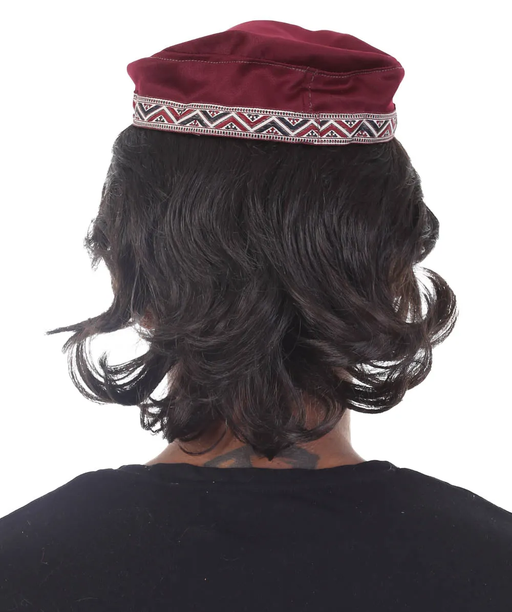 Indian Prince Wig with Hat Set | Dark Brown TV/Movie Wigs | Premium Breathable Capless Cap