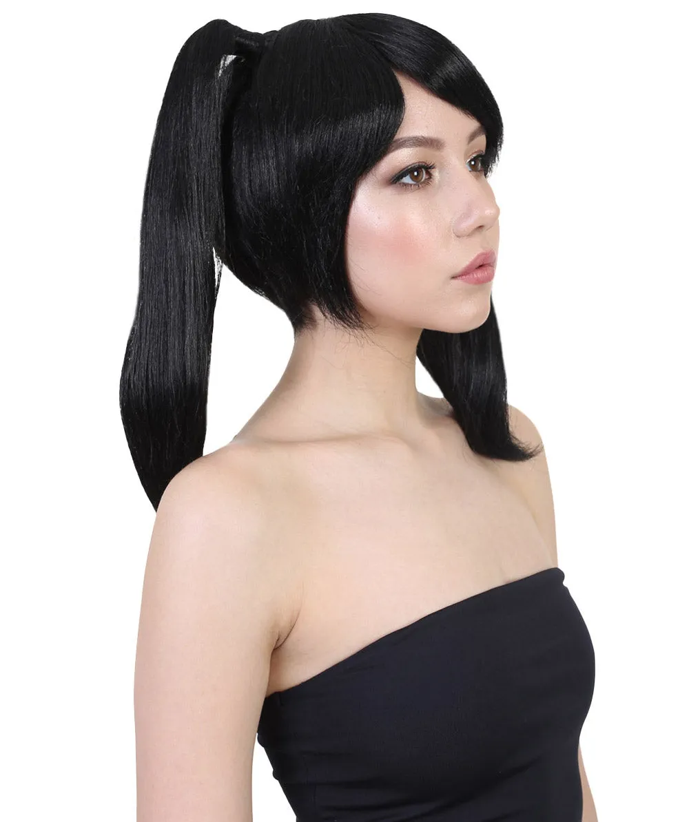 Japanese Anime School Idol Womens Wig | Black Cartoon Ponytail Asian Wig | Premium Breathable Capless Cap