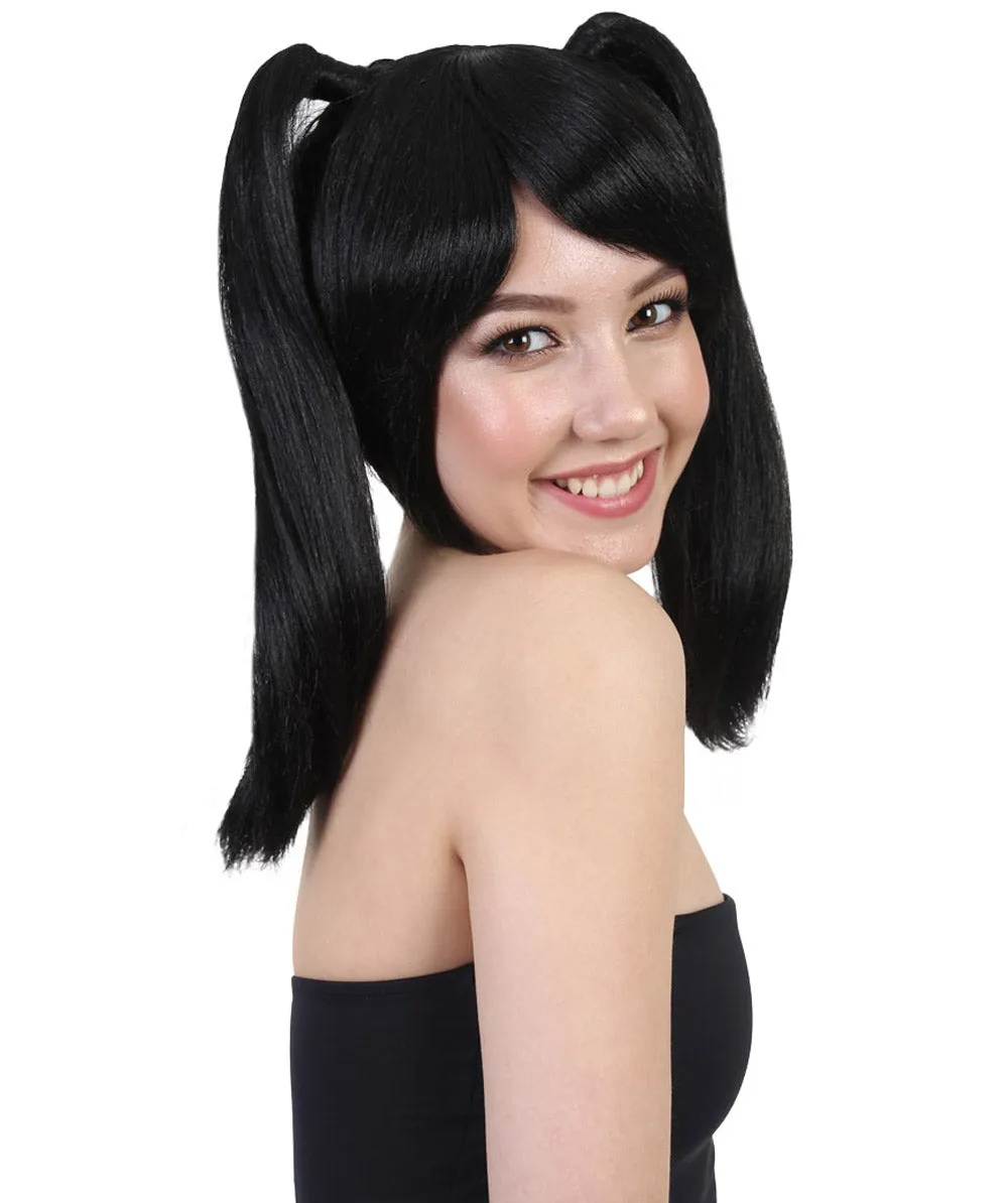 Japanese Anime School Idol Womens Wig | Black Cartoon Ponytail Asian Wig | Premium Breathable Capless Cap