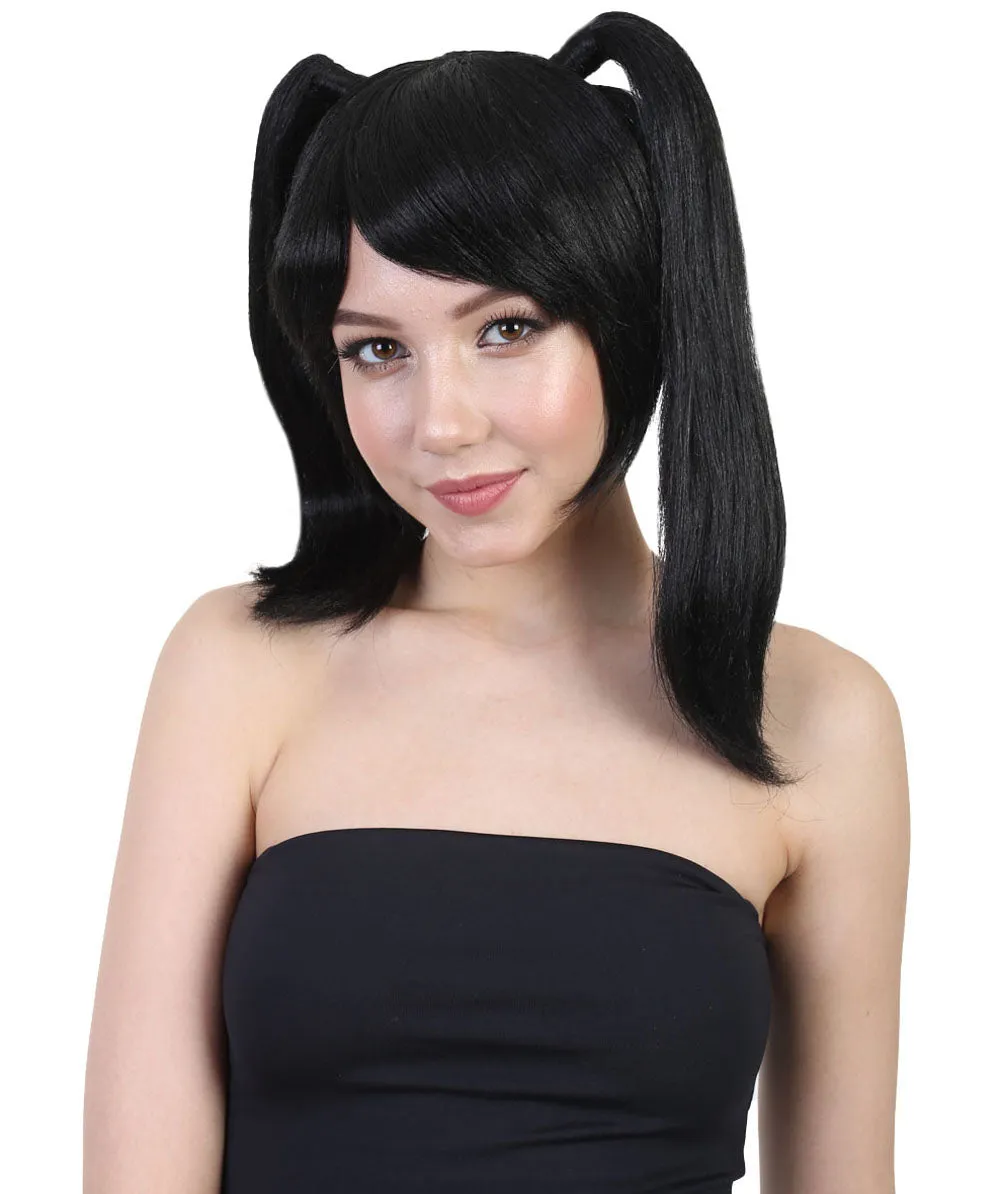 Japanese Anime School Idol Womens Wig | Black Cartoon Ponytail Asian Wig | Premium Breathable Capless Cap
