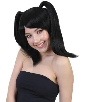 Japanese Anime School Idol Womens Wig | Black Cartoon Ponytail Asian Wig | Premium Breathable Capless Cap