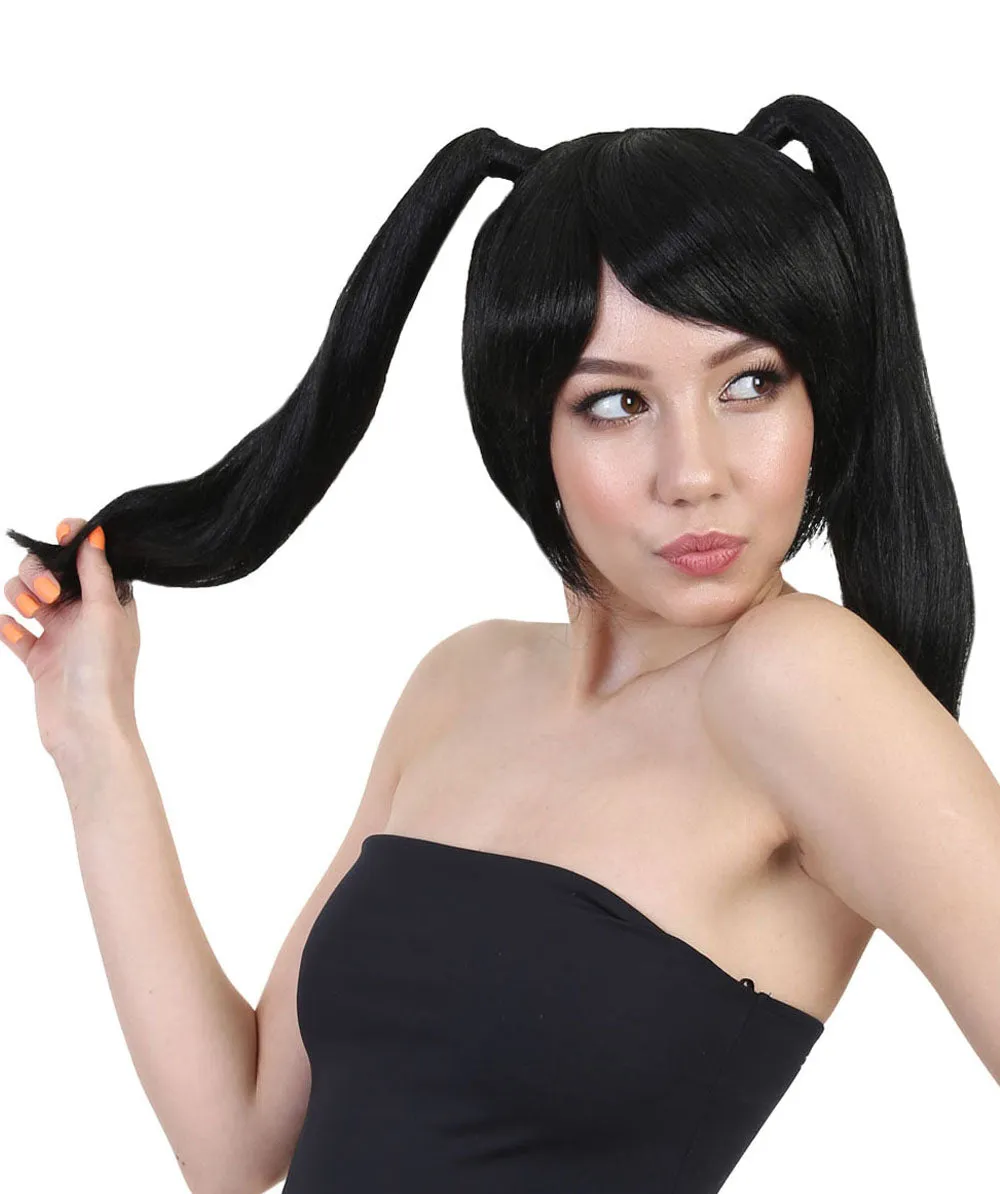 Japanese Anime School Idol Womens Wig | Black Cartoon Ponytail Asian Wig | Premium Breathable Capless Cap