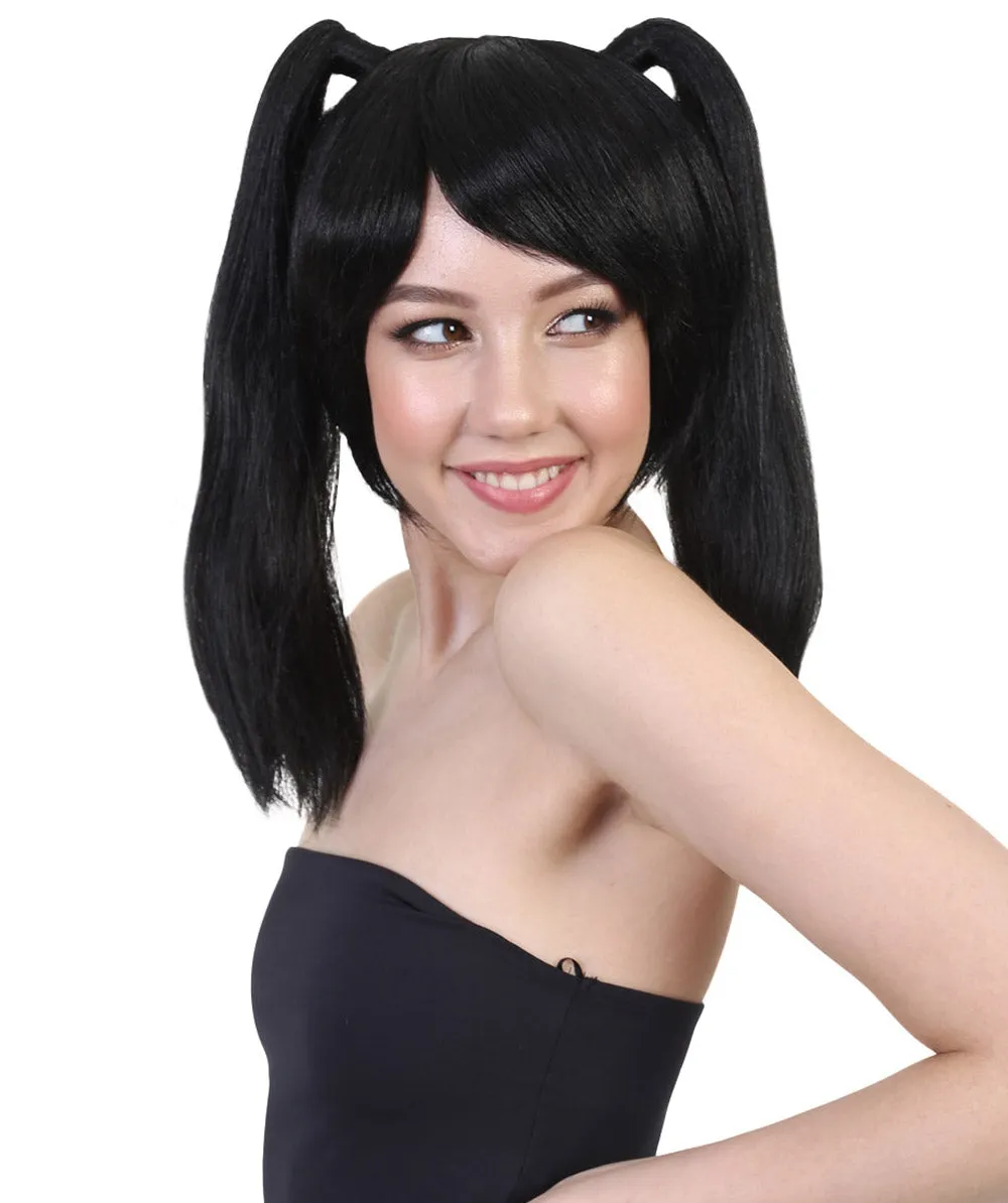 Japanese Anime School Idol Womens Wig | Black Cartoon Ponytail Asian Wig | Premium Breathable Capless Cap