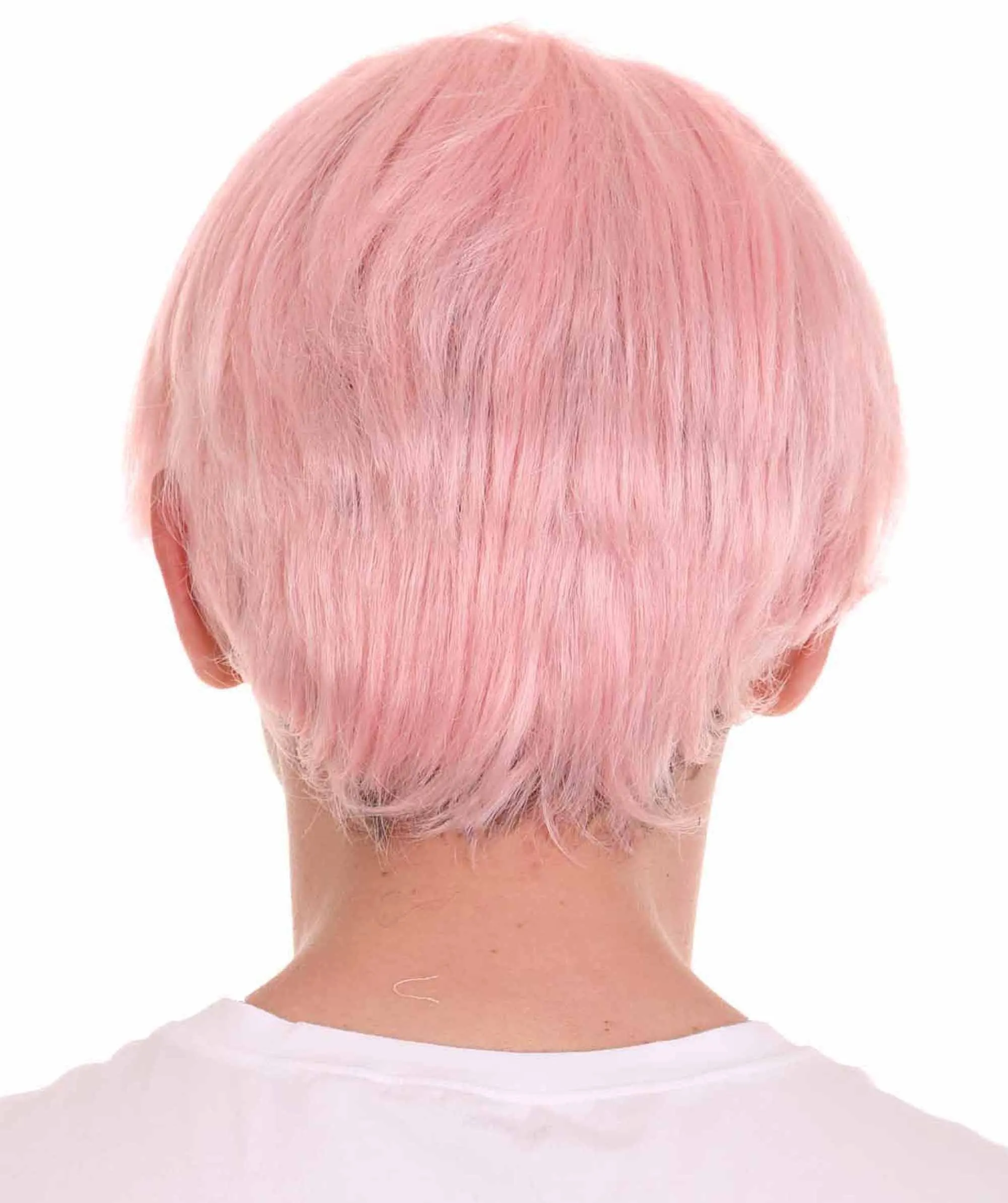 K-Pop | Men's Short Straight Middle Part Pink K Pop Cosplay Wig | Premium Breathable Capless Cap