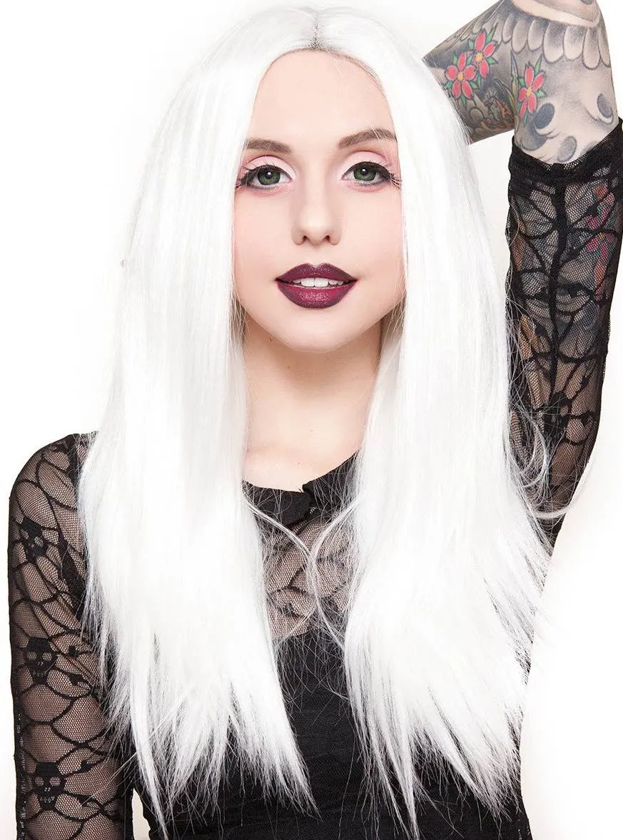 Lace Front 24" Long White Womens Fashion Wig