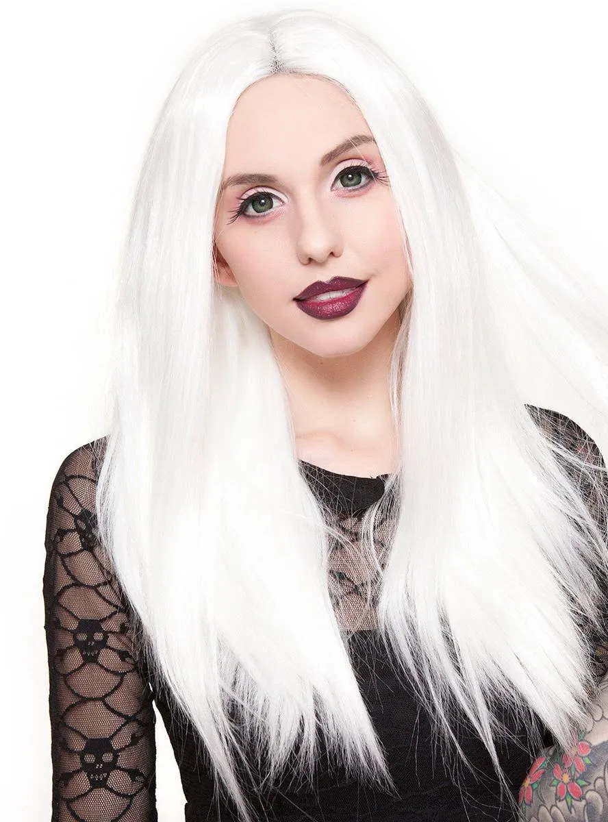 Lace Front 24" Long White Womens Fashion Wig
