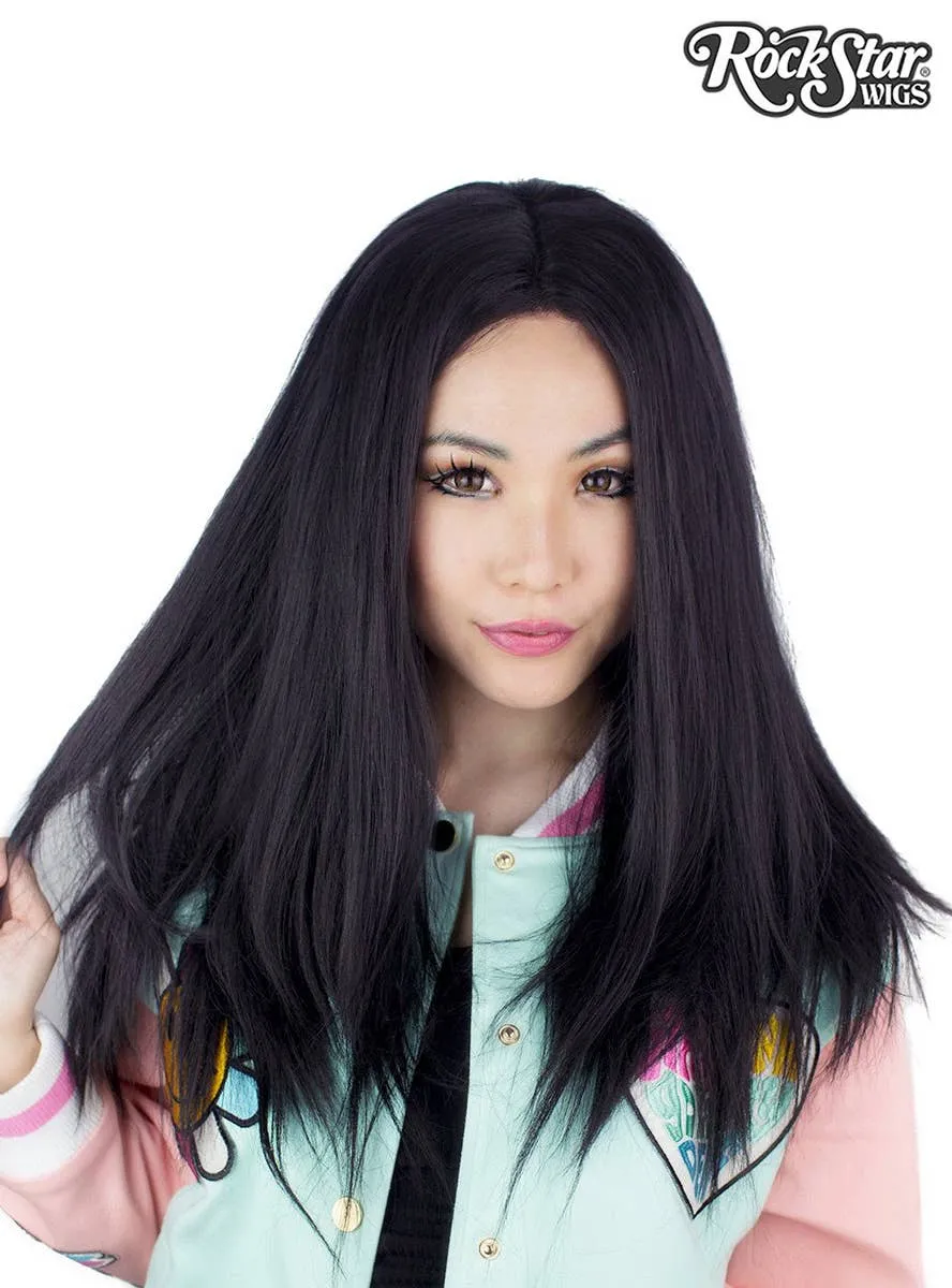 Lace Front 24" Womens Straight Black Fashion Wig