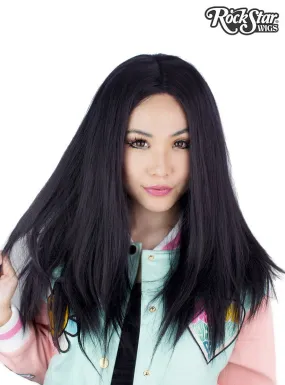 Lace Front 24" Womens Straight Black Fashion Wig
