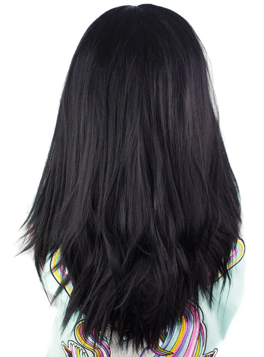Lace Front 24" Womens Straight Black Fashion Wig