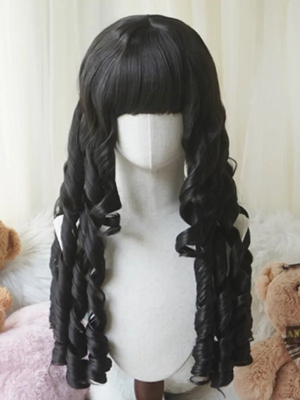 Light Blonde/Blonde/Dark Brown/Black Long Roman Curly Wig With Full Bangs