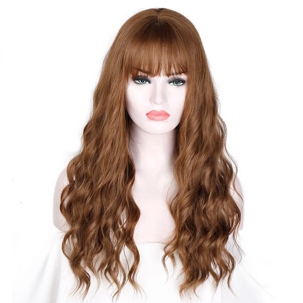 Long Brown Ombre Synthetic Wigs  Natural Hair Heat Resistant African American Hair