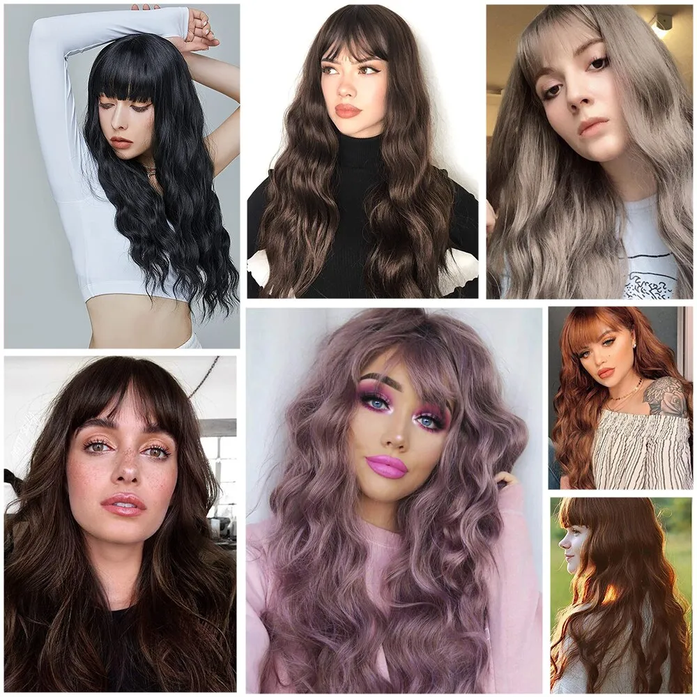 Long Brown Ombre Synthetic Wigs  Natural Hair Heat Resistant African American Hair