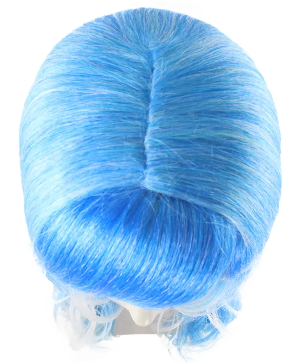 Long Wavy Blue and White Ombre Womens Wig | Fancy Party Event Ready Halloween Wig | Premium Breathable Capless Cap