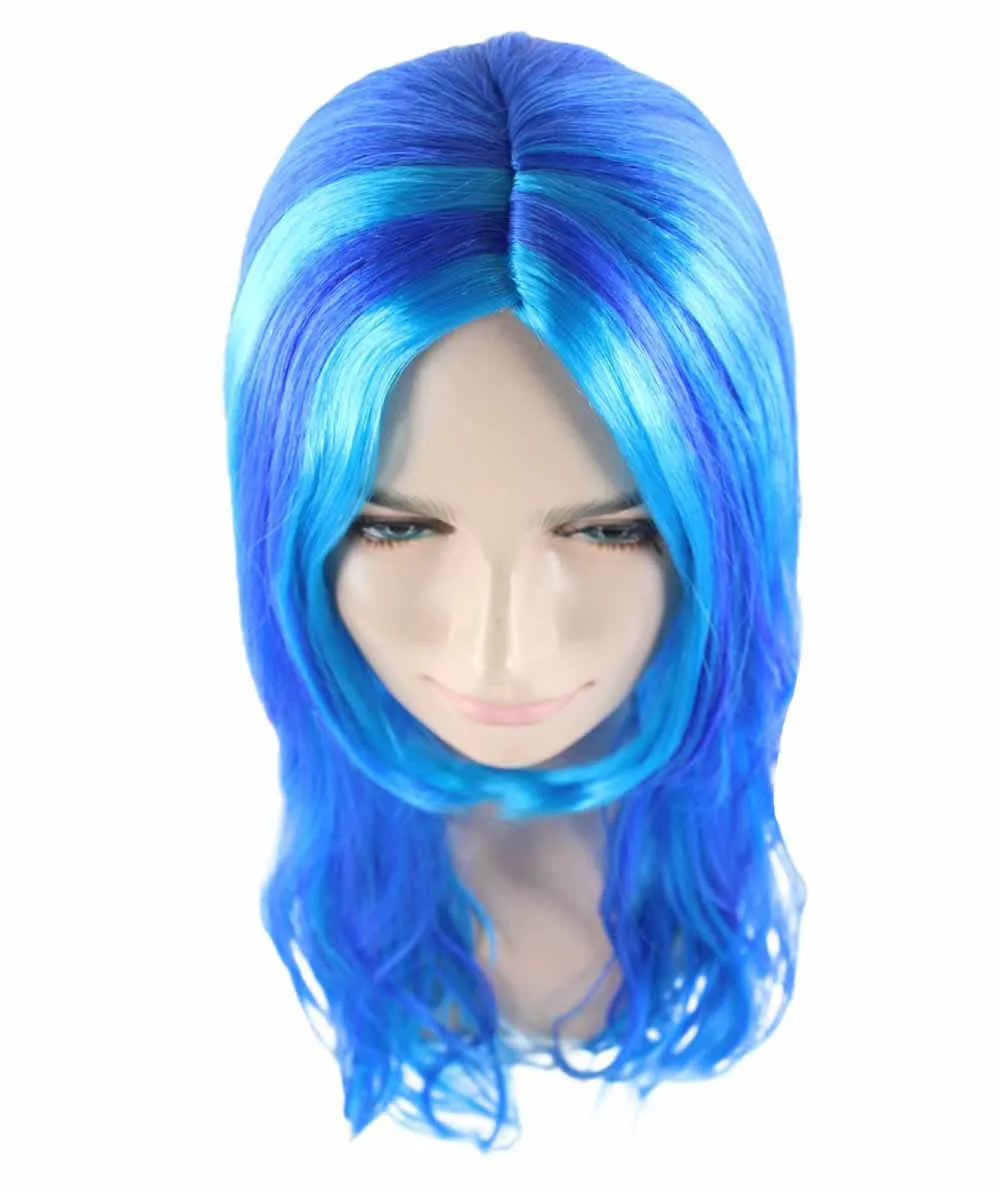 Long Wavy Blue Womens Wig | Sexy Cosplay Party Halloween Wig | Premium Breathable Capless Cap